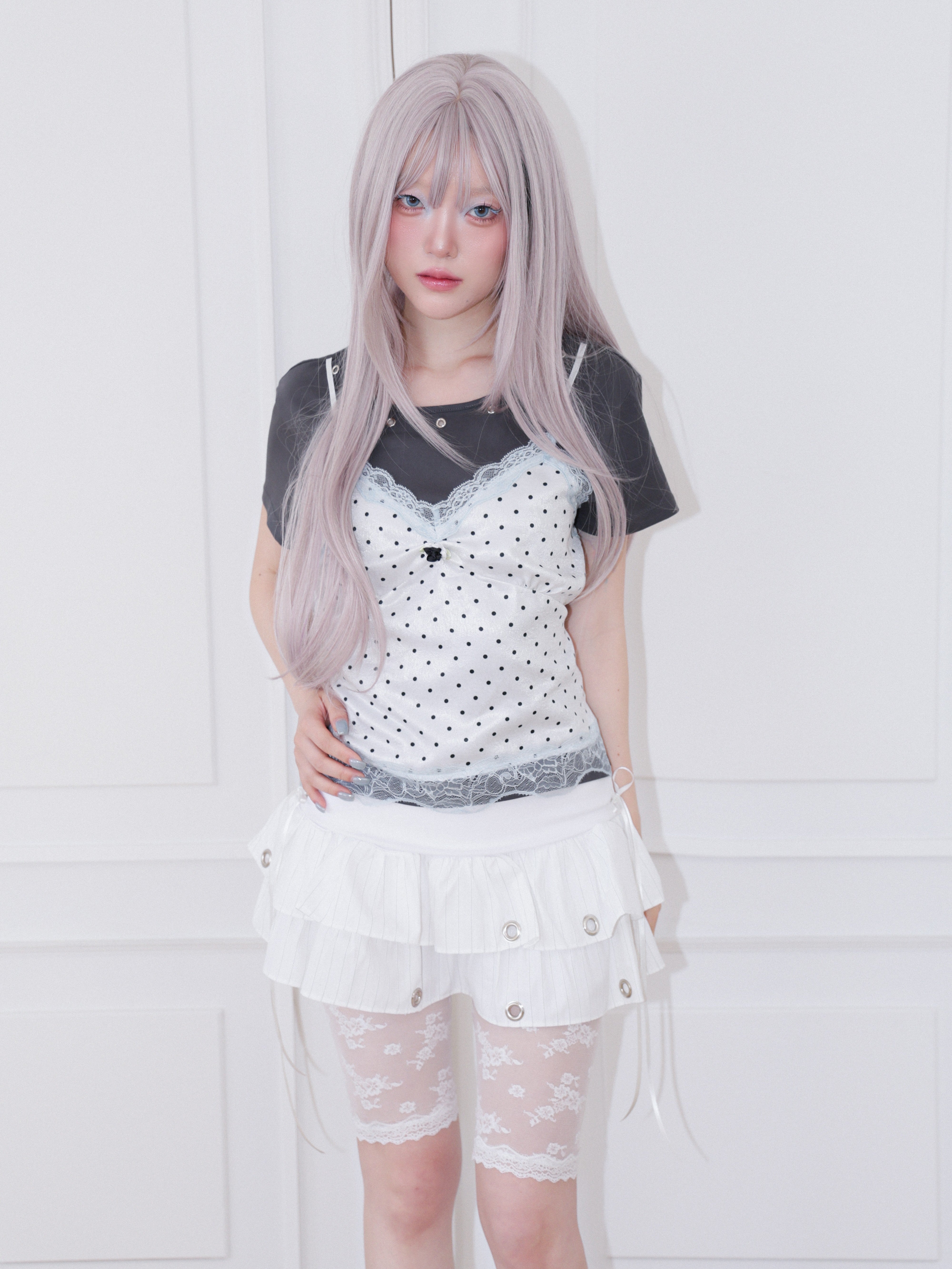 【CHERRYQUIRI】Dot Cami Layered Sleeveless