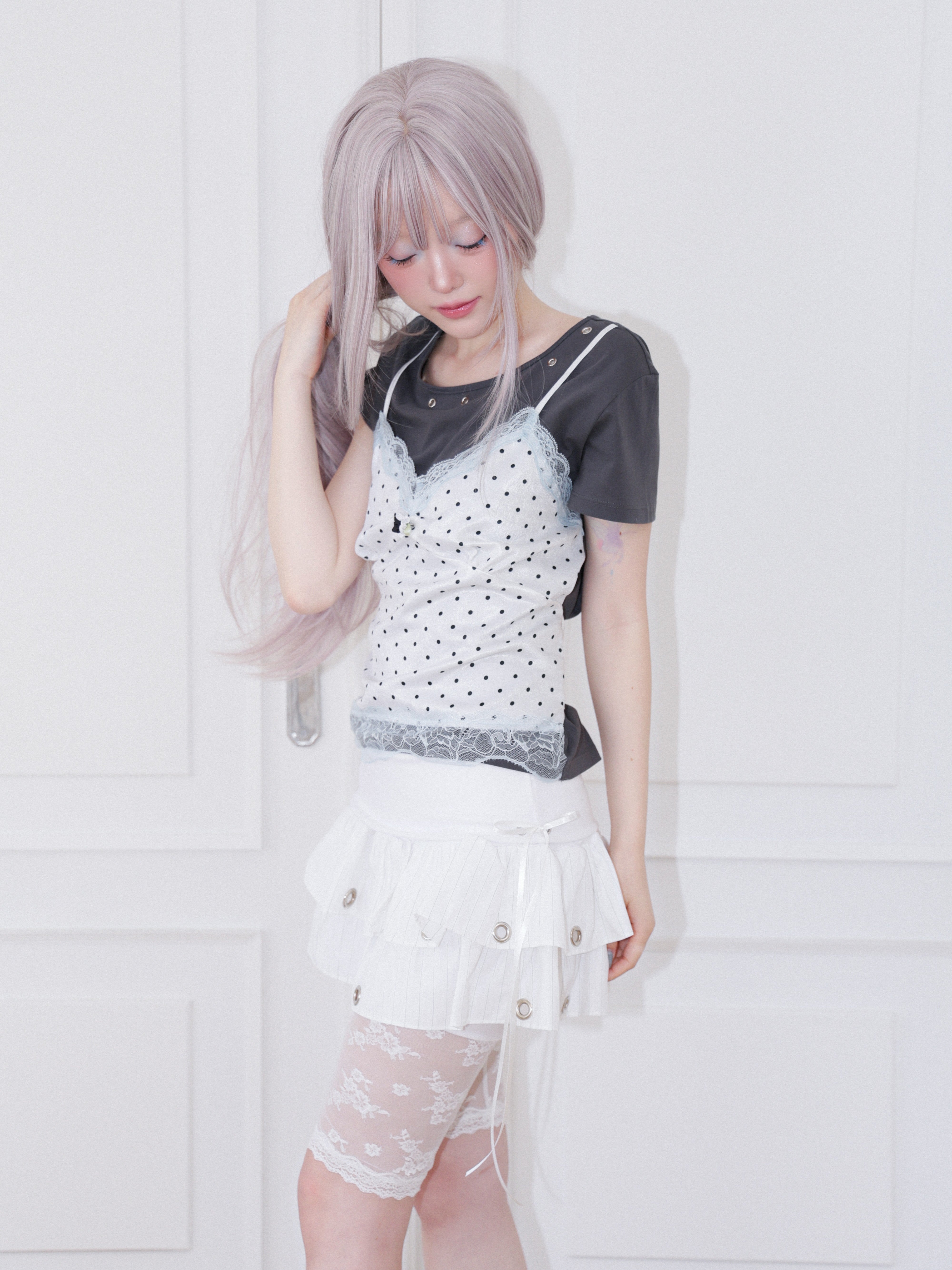 【CHERRYQUIRI】Dot Cami Layered Sleeveless