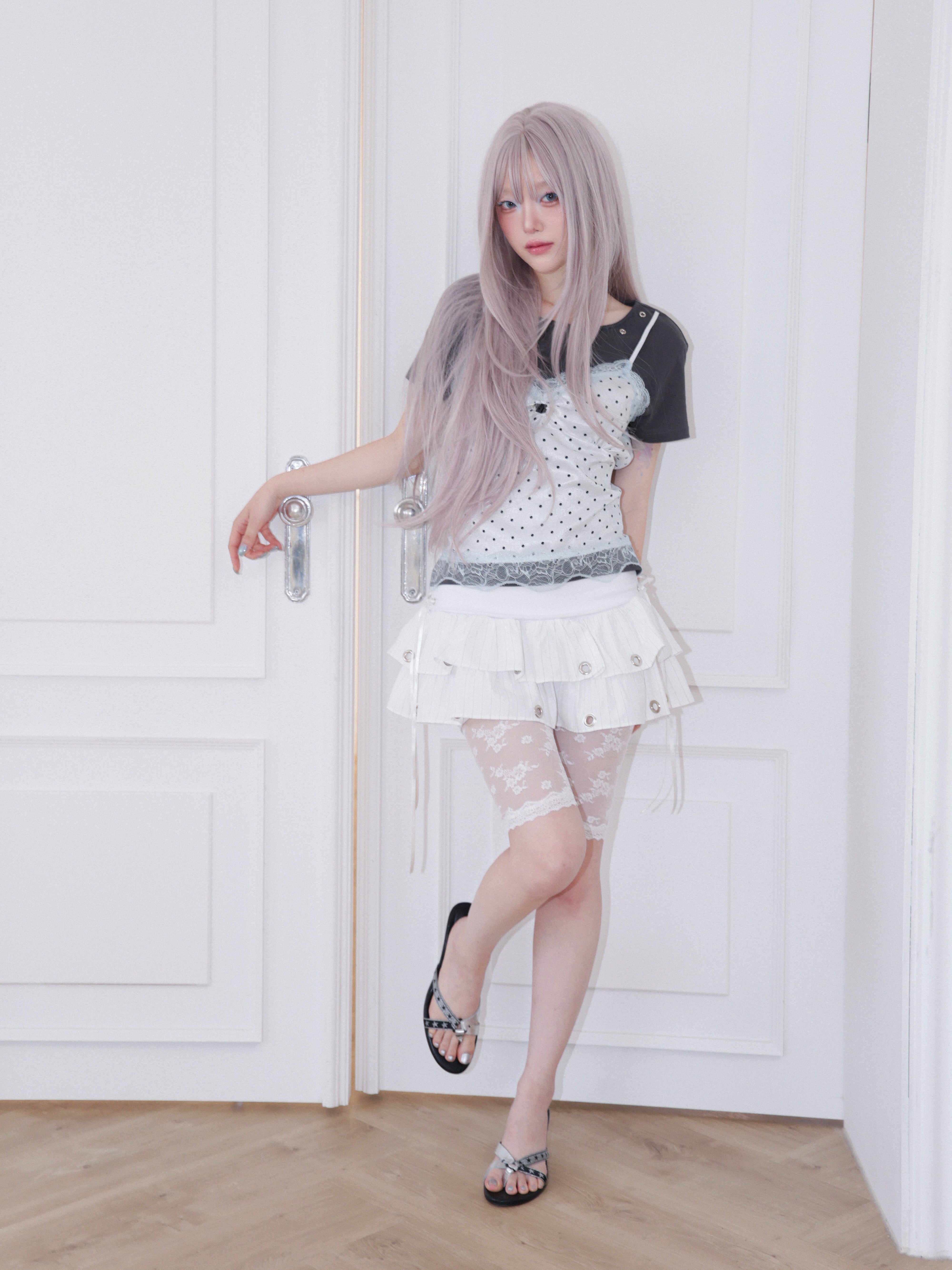 【CHERRYQUIRI】Dot Cami Layered Sleeveless