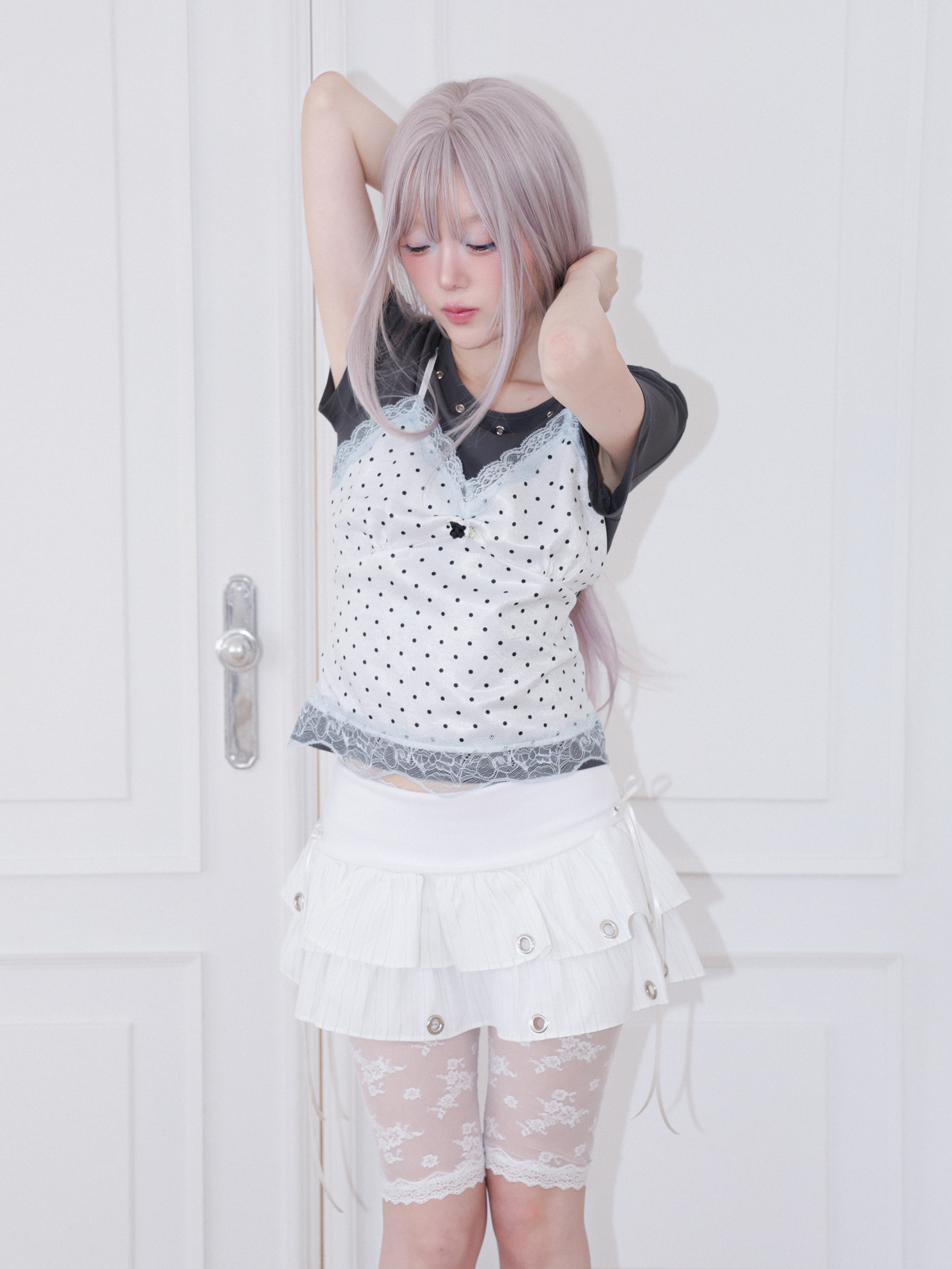 【CHERRYQUIRI】Dot Cami Layered Sleeveless