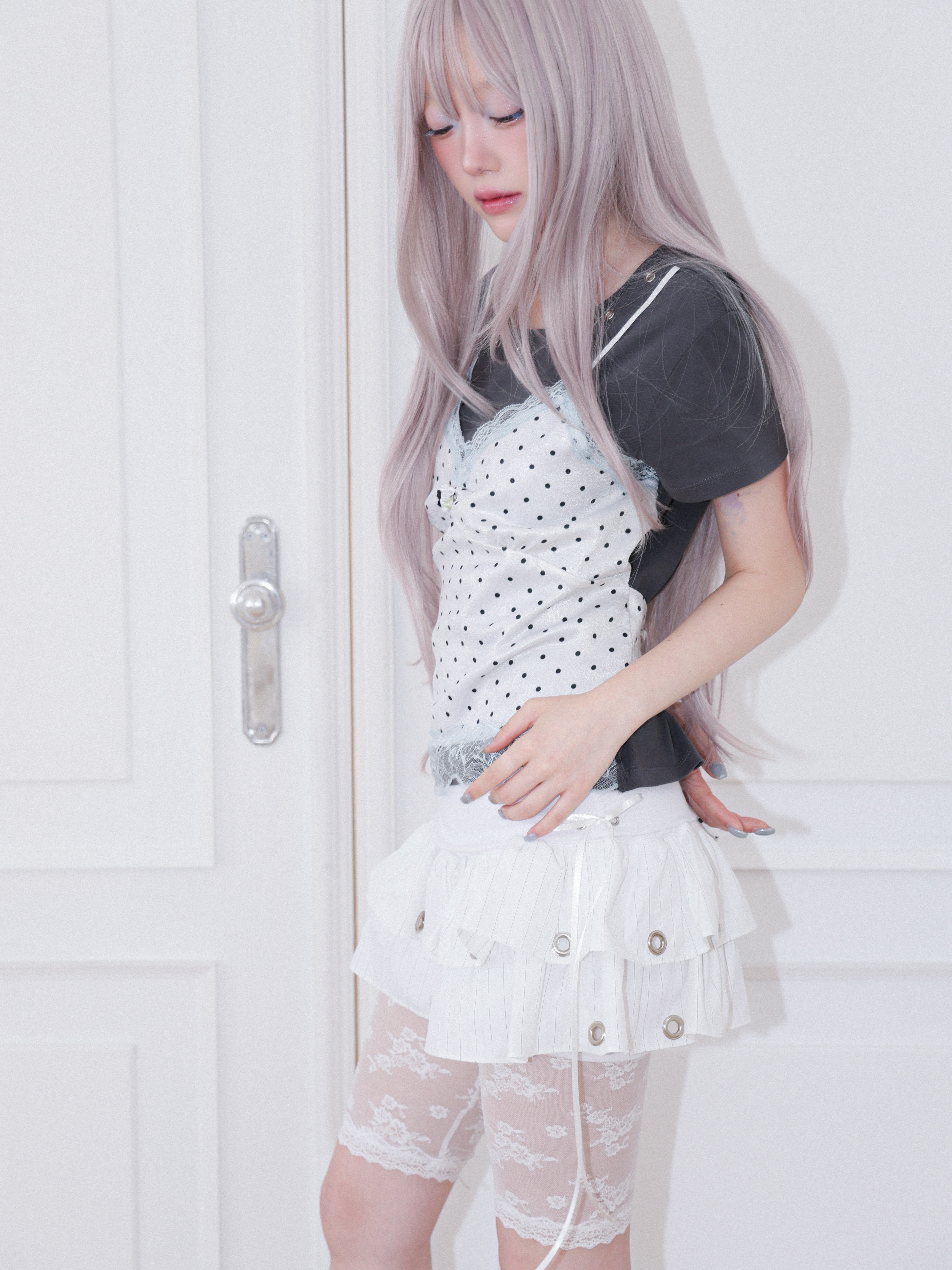 【CHERRYQUIRI】Dot Cami Layered Sleeveless
