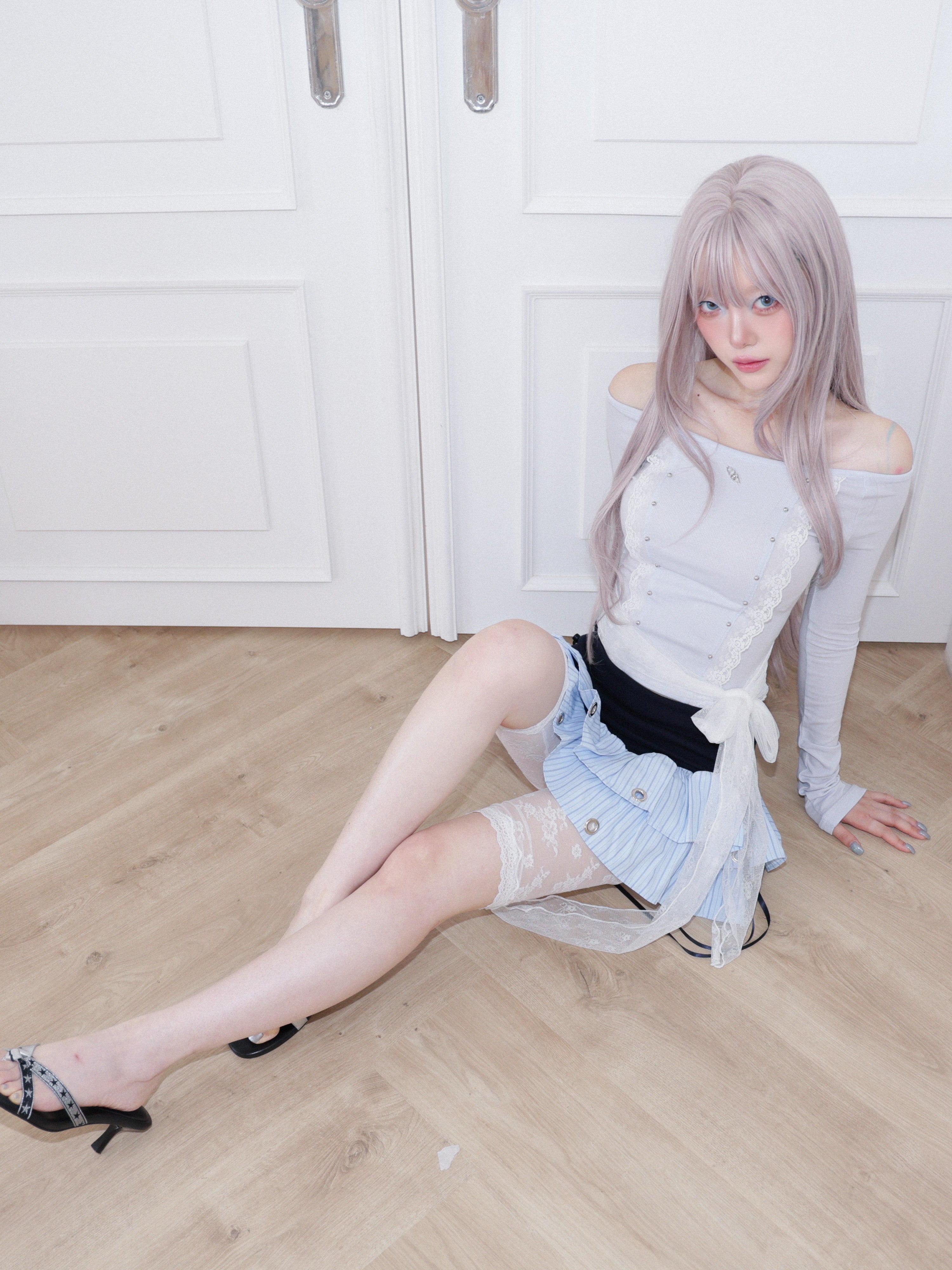 【CHERRYQUIRI】Soft Punk Eyelet Skirt