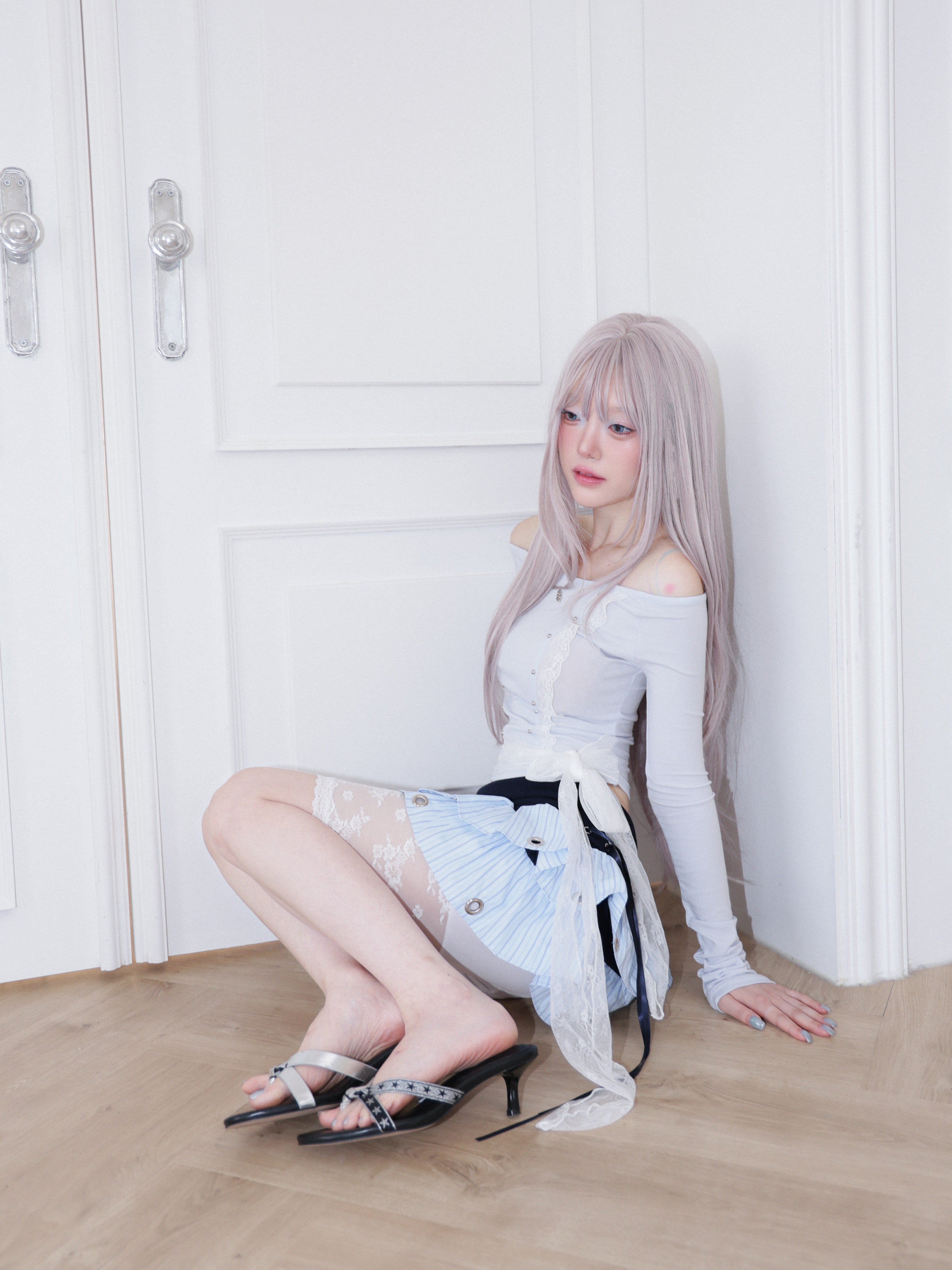 【CHERRYQUIRI】Soft Punk Eyelet Skirt