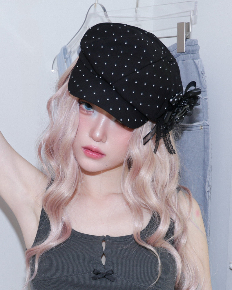 【CHERRYQUIRI】Soft Punk Rosette Newsboy Cap