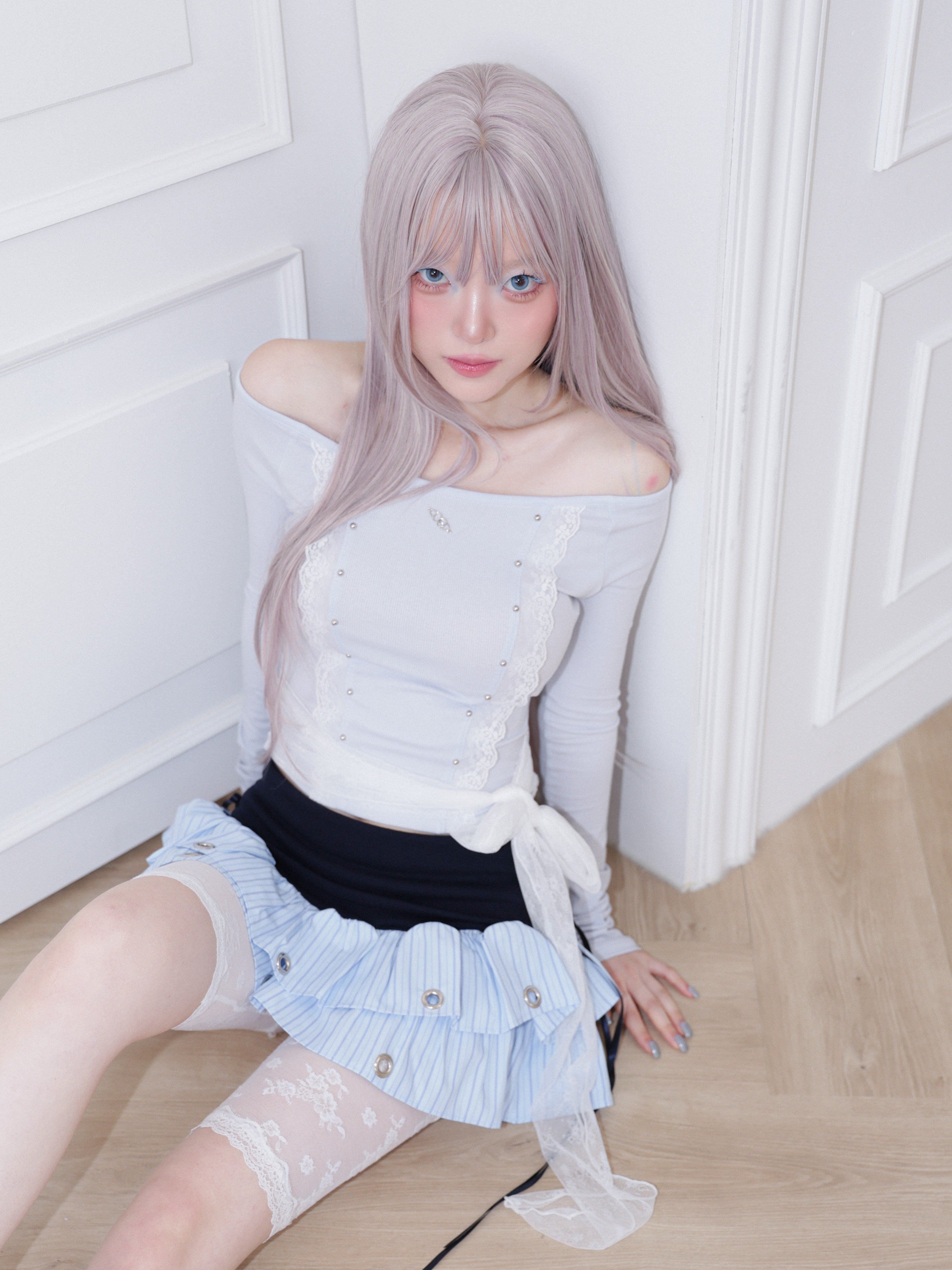 【CHERRYQUIRI】Soft Punk Eyelet Skirt