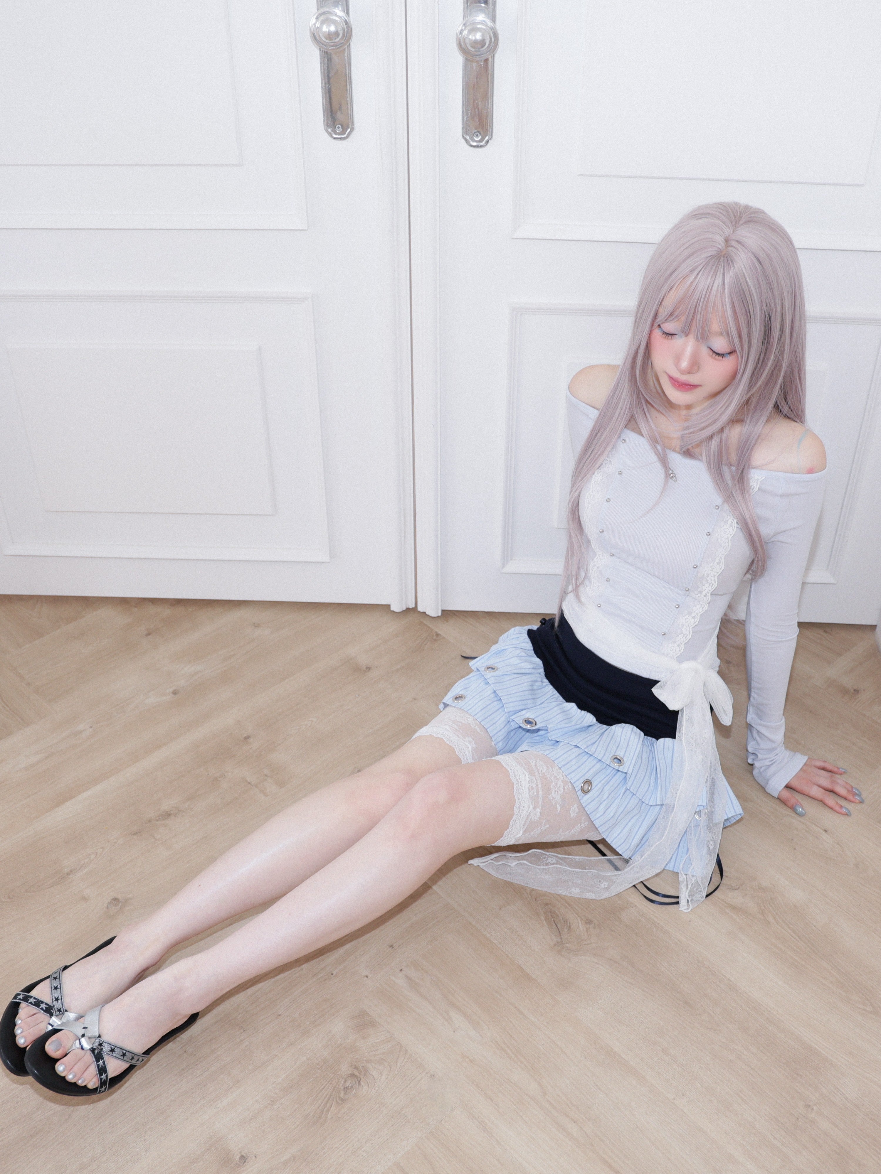 【CHERRYQUIRI】Soft Punk Eyelet Skirt