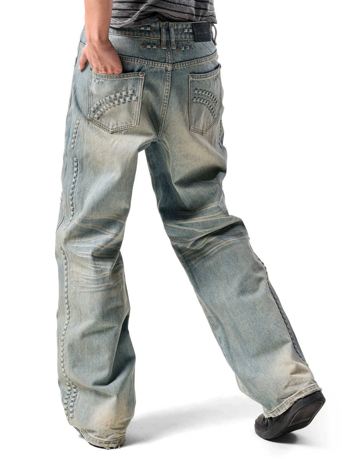 【RACER WORLDWIDE】Baggy Embossed Denim Pants