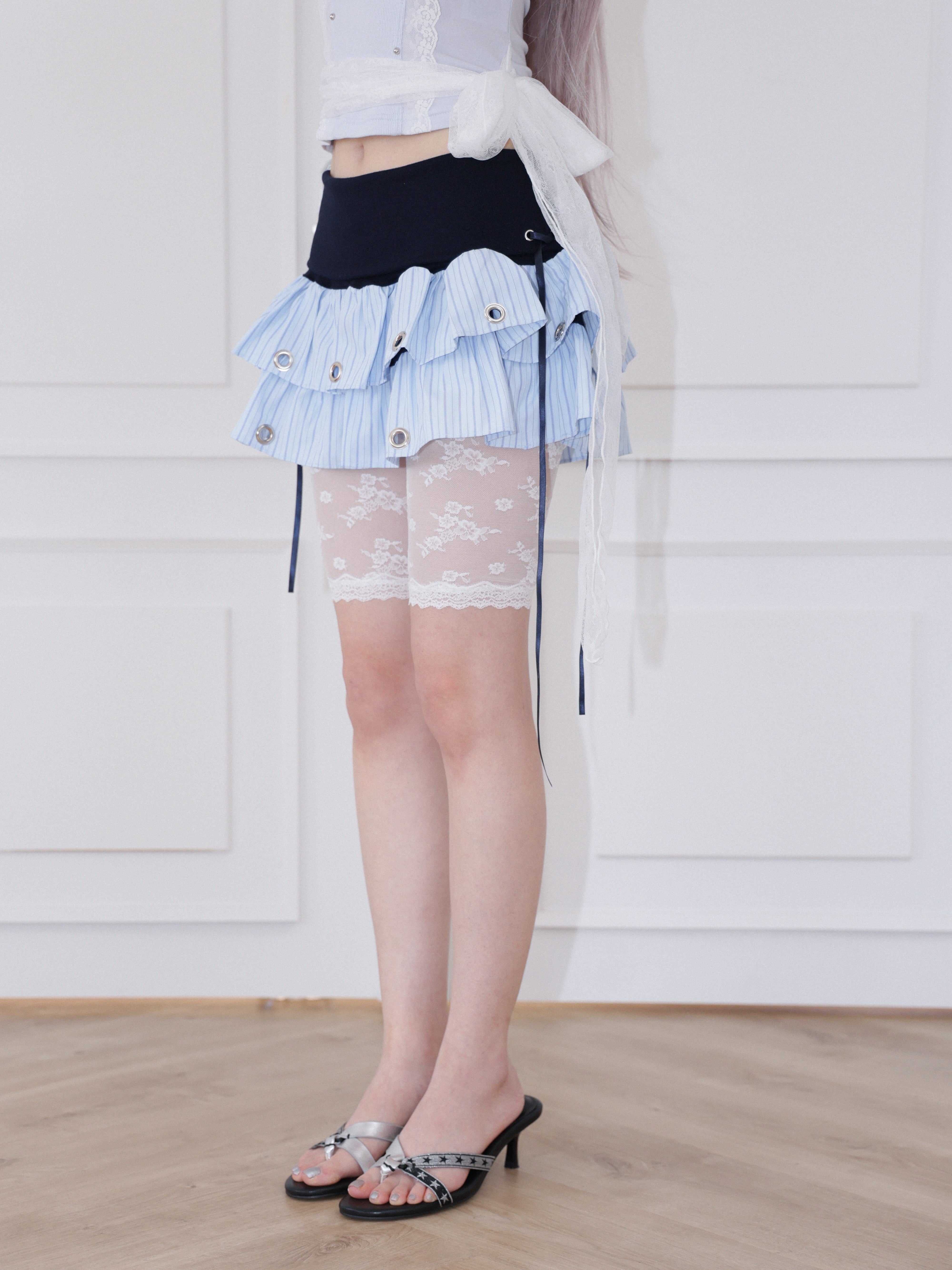 【CHERRYQUIRI】Soft Punk Eyelet Skirt