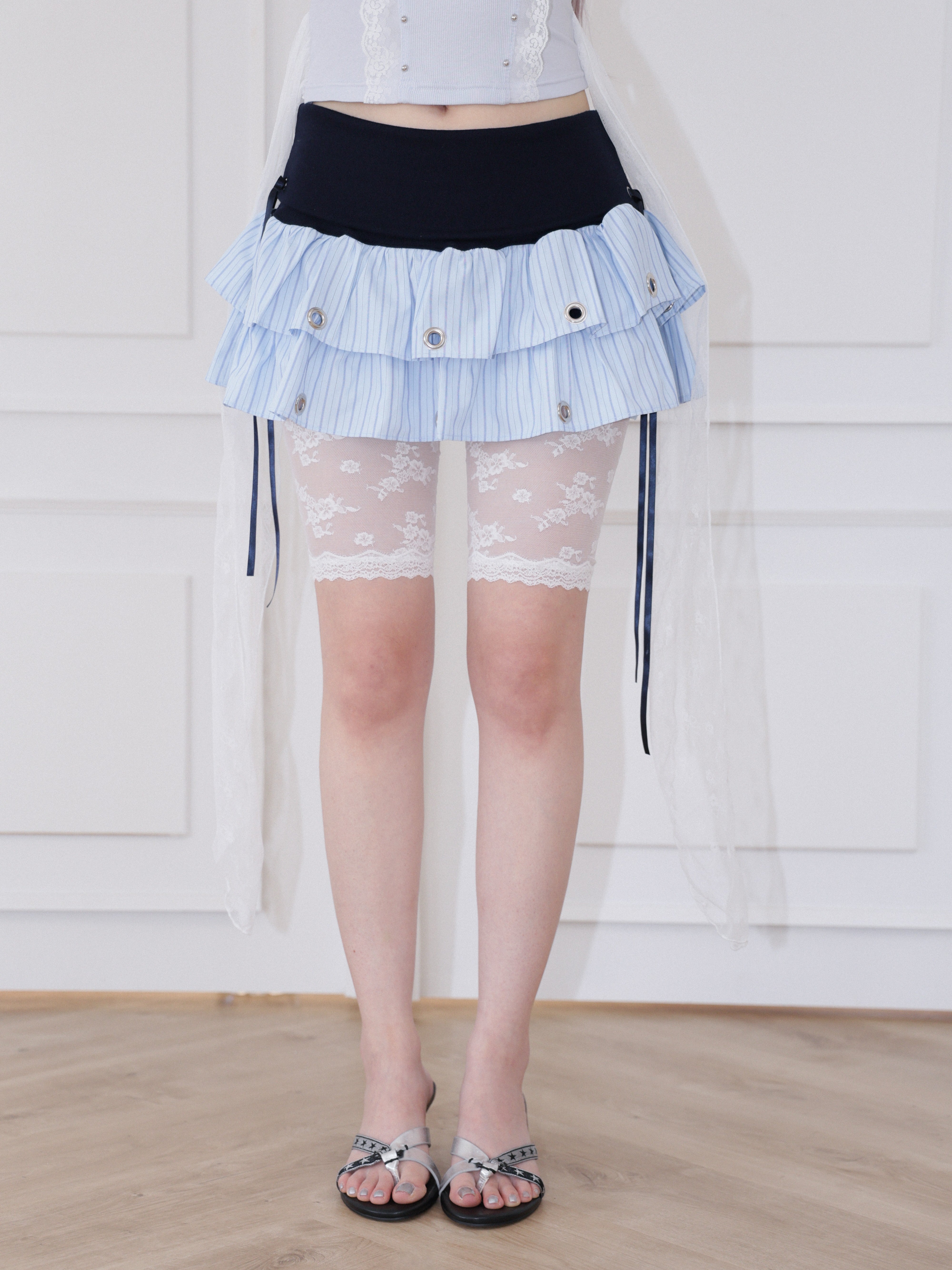 【CHERRYQUIRI】Soft Punk Eyelet Skirt