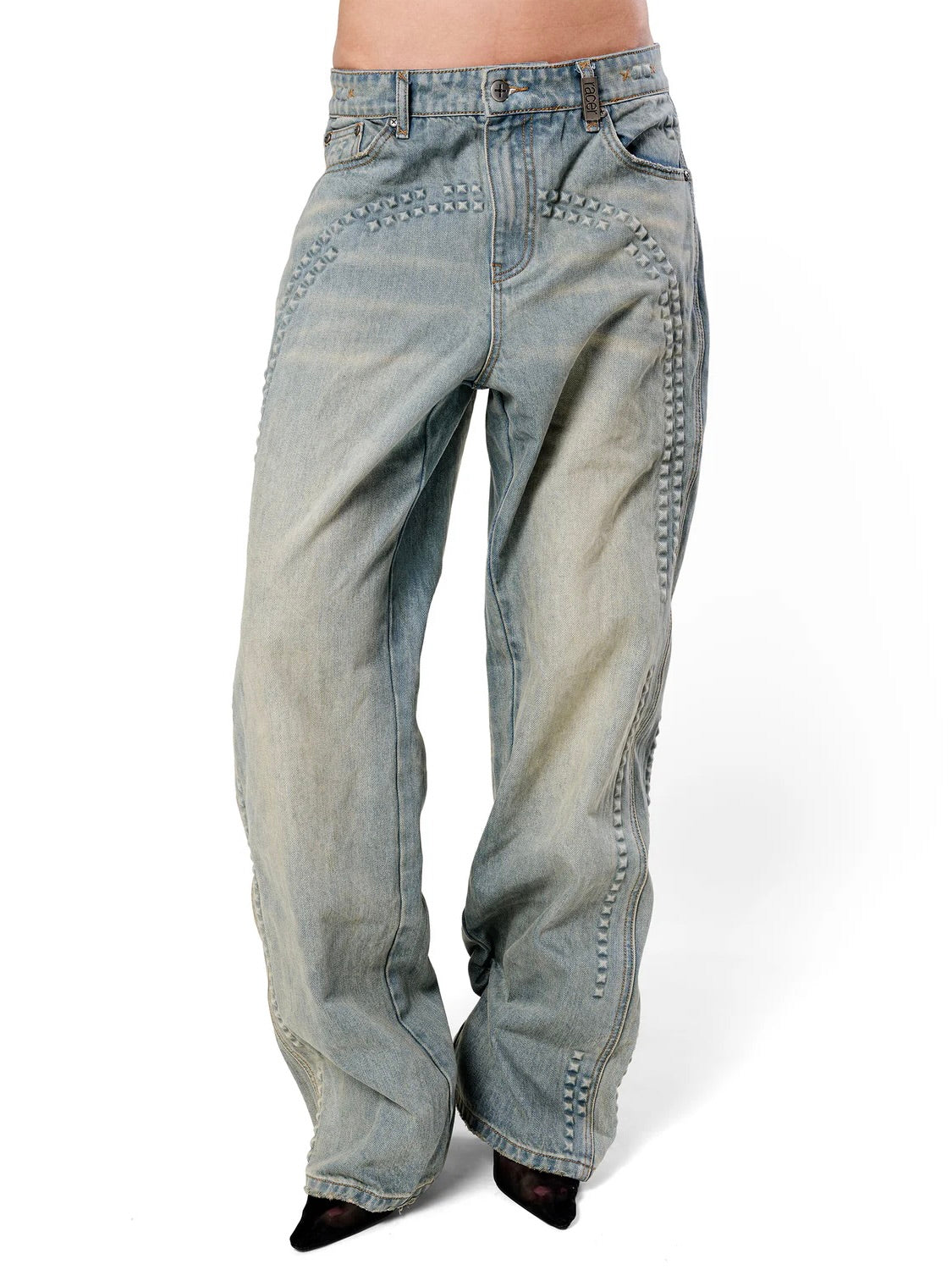 【RACER WORLDWIDE】Baggy Embossed Denim Pants