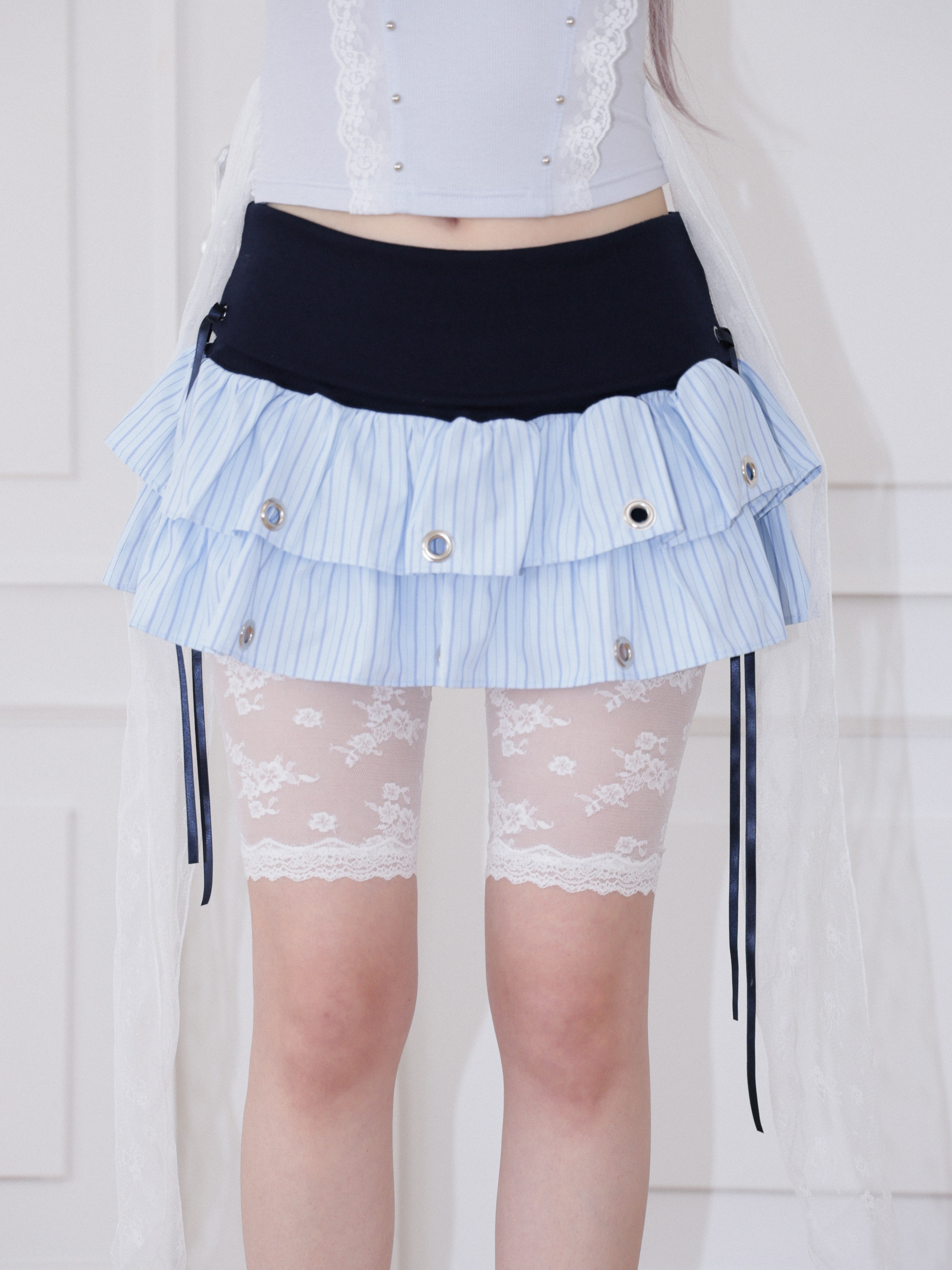 【CHERRYQUIRI】Soft Punk Eyelet Skirt