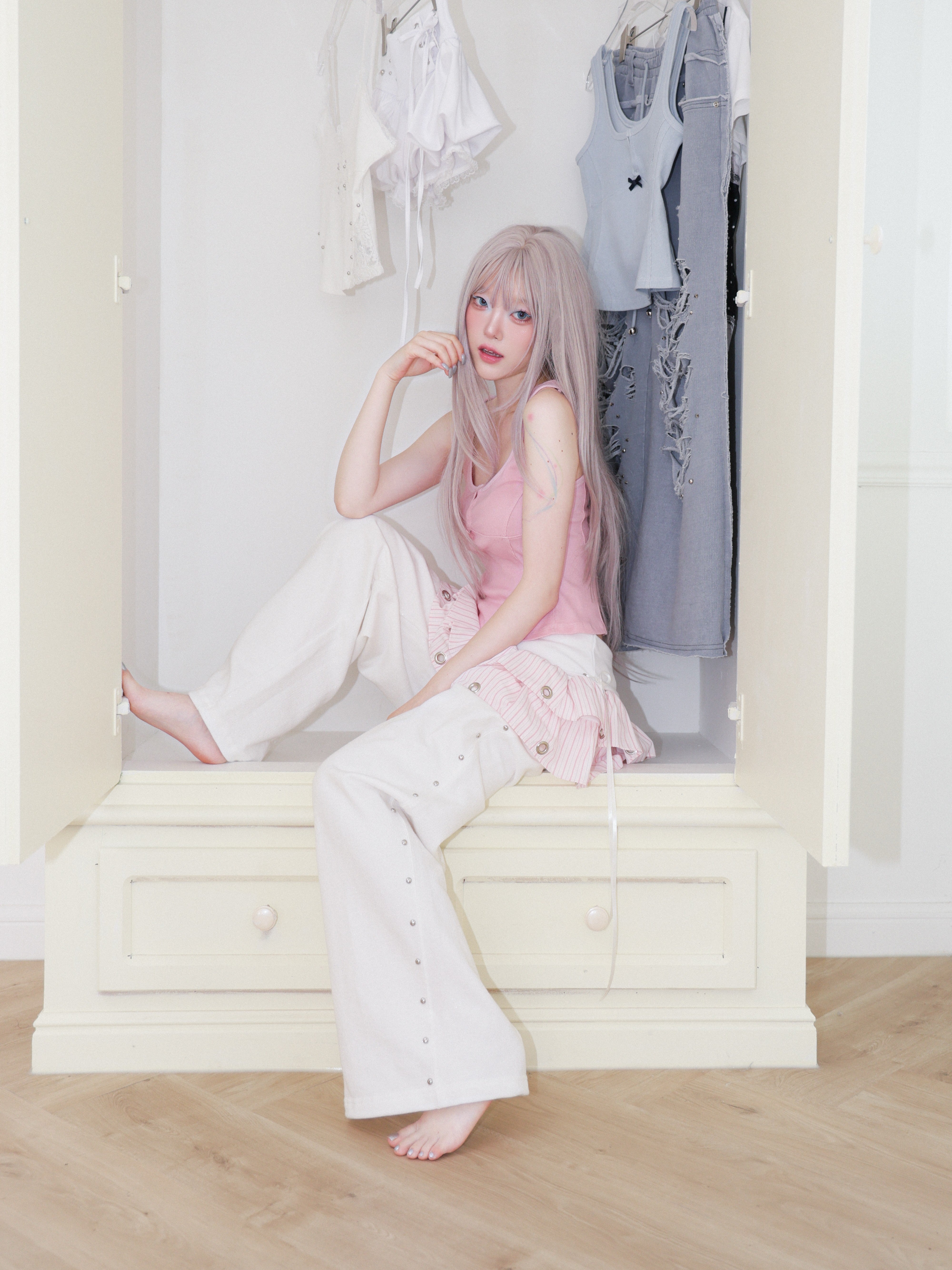 【CHERRYQUIRI】Soft Punk Eyelet Skirt
