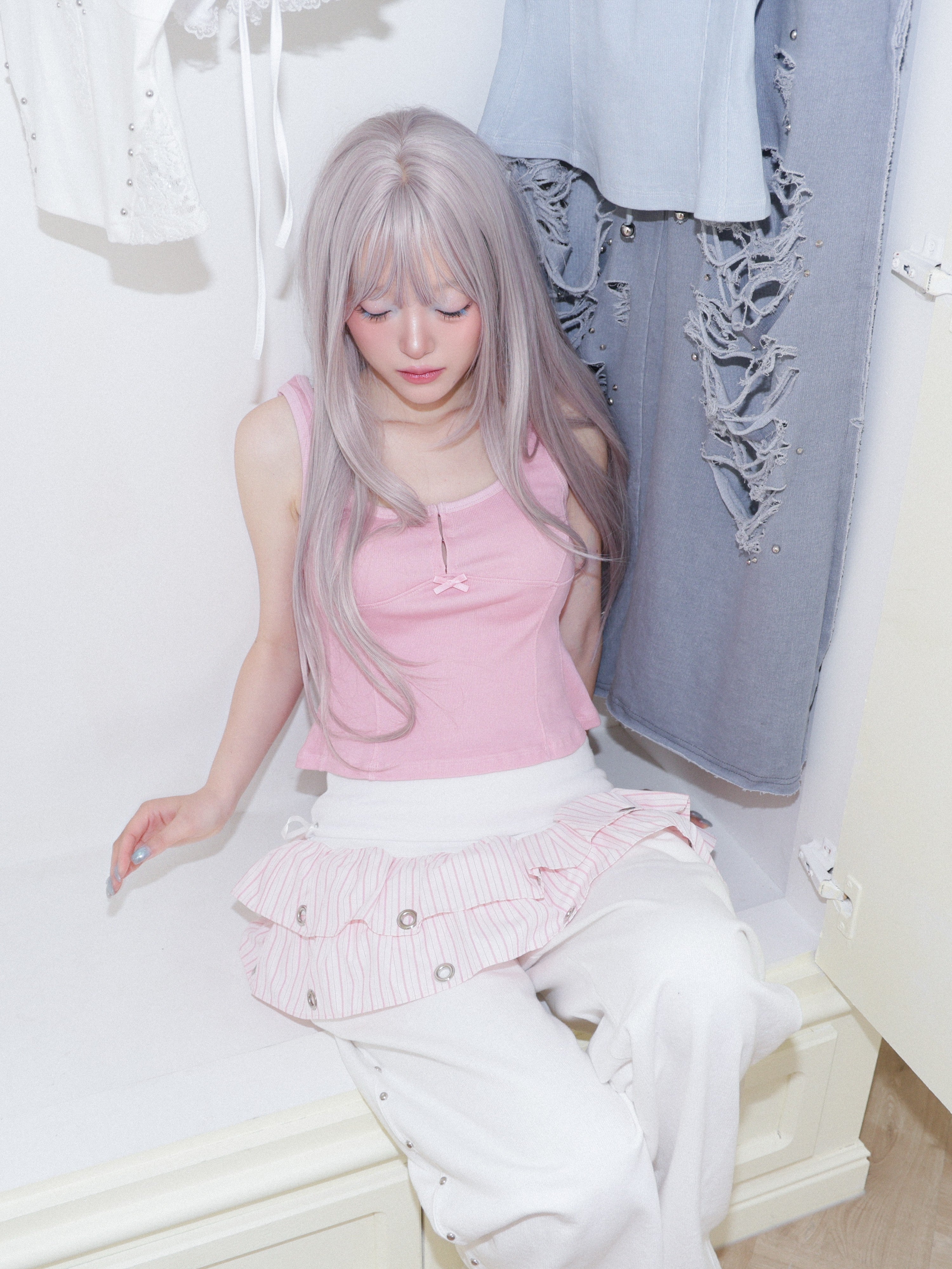 【CHERRYQUIRI】Soft Punk Eyelet Skirt