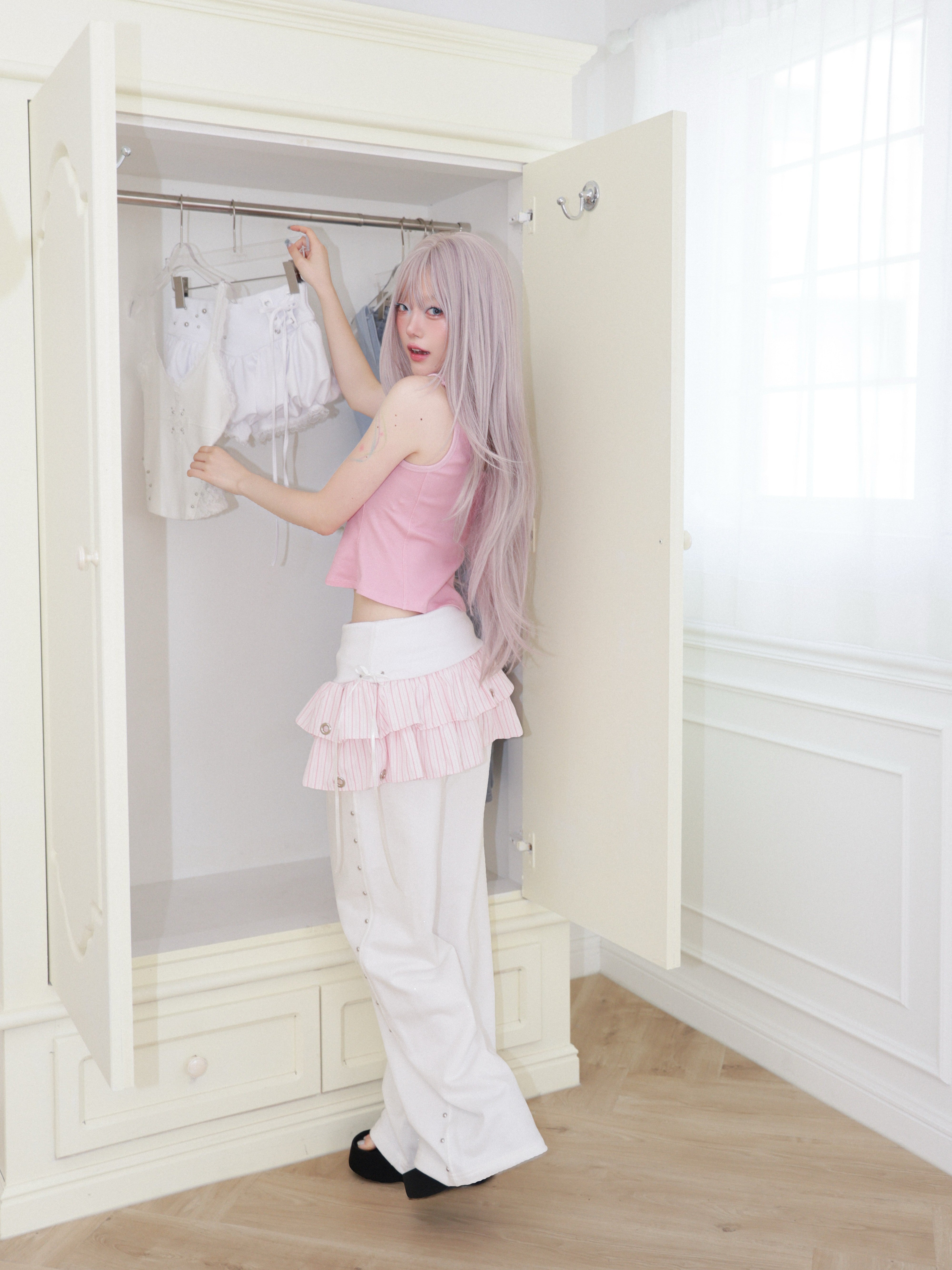 【CHERRYQUIRI】Soft Punk Eyelet Skirt