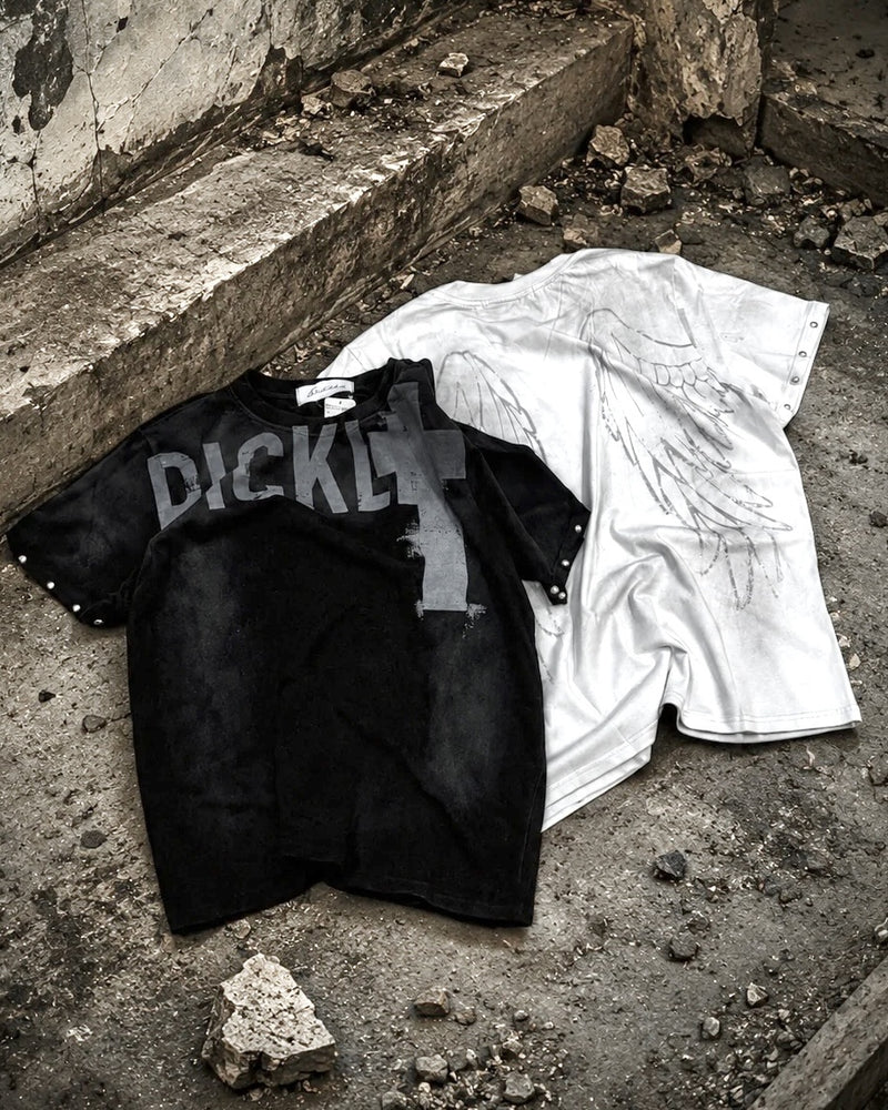 国際配送【Never mind the XU】dark angel wash tee (2color)