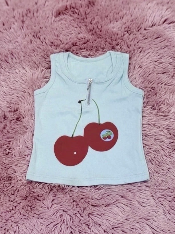 国際配送【Never mind the XU】zip up cherry tank tops