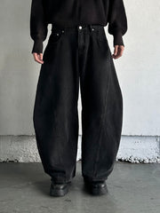 【CHIKASHITSU PLUS HIGH】Barrel leg curve denim pants