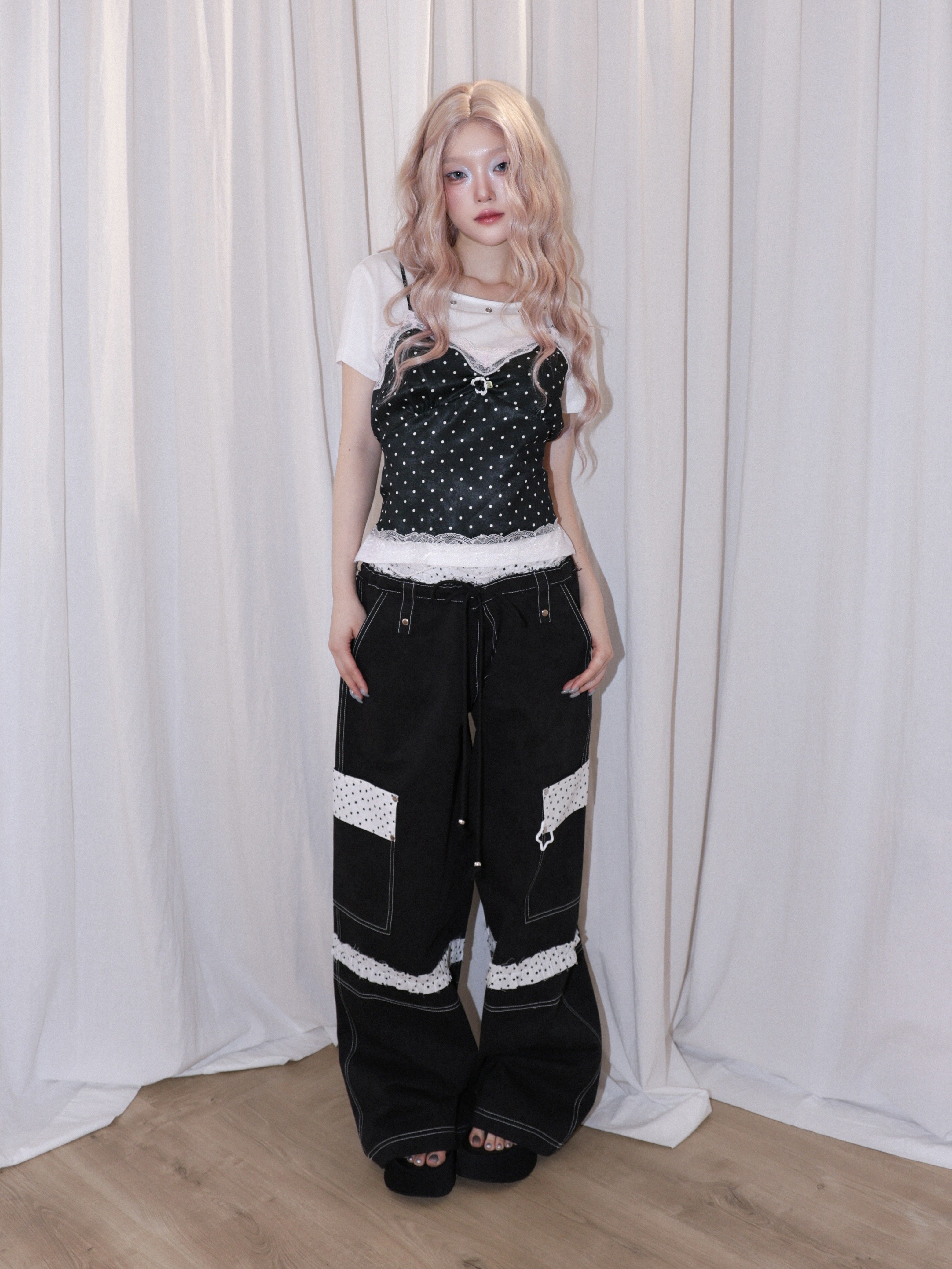 【CHERRYQUIRI】Dot Cami Layered Sleeveless