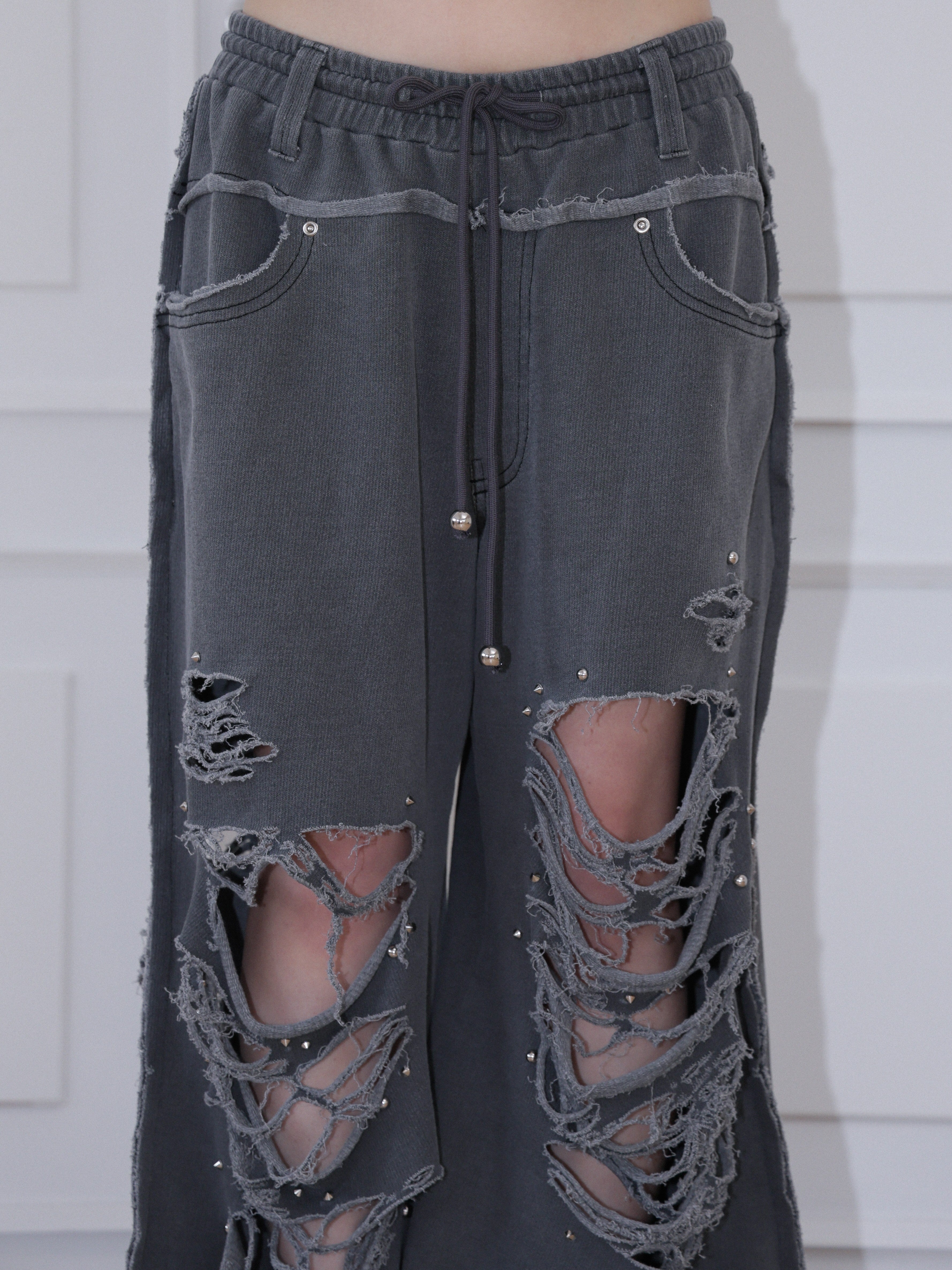 【CHERRYQUIRI】damage stud jogger pt