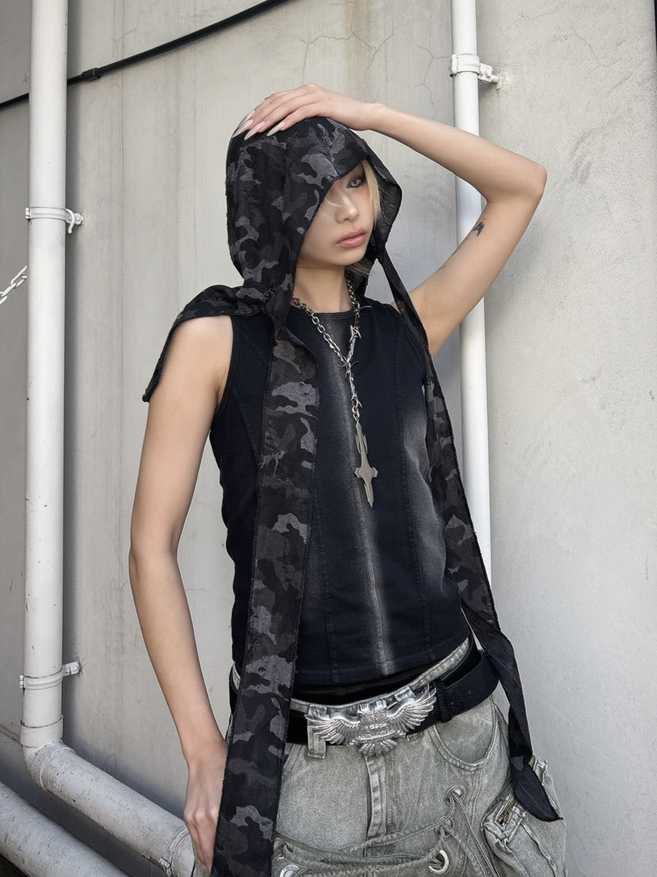 国際配送【Never mind the XU】damage camouflage balaclava