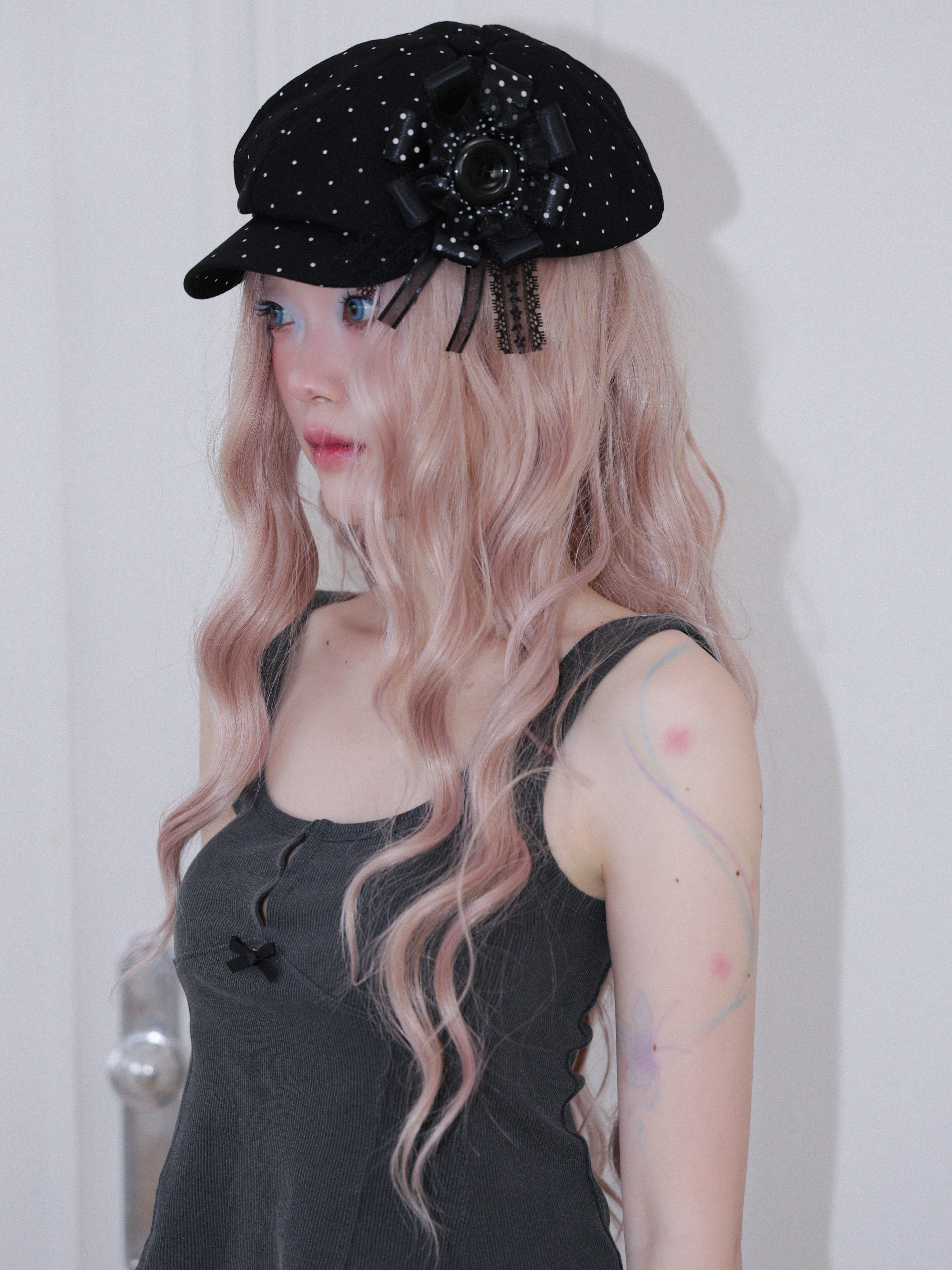【CHERRYQUIRI】Soft Punk Rosette Newsboy Cap