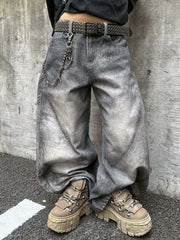 国際配送【Never mind the XU】3D print curve denim pants
