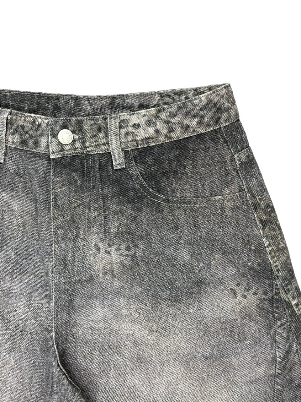 国際配送【Never mind the XU】3D print curve denim pants
