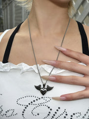 受注制【Never mind the XU】heart wing necklace