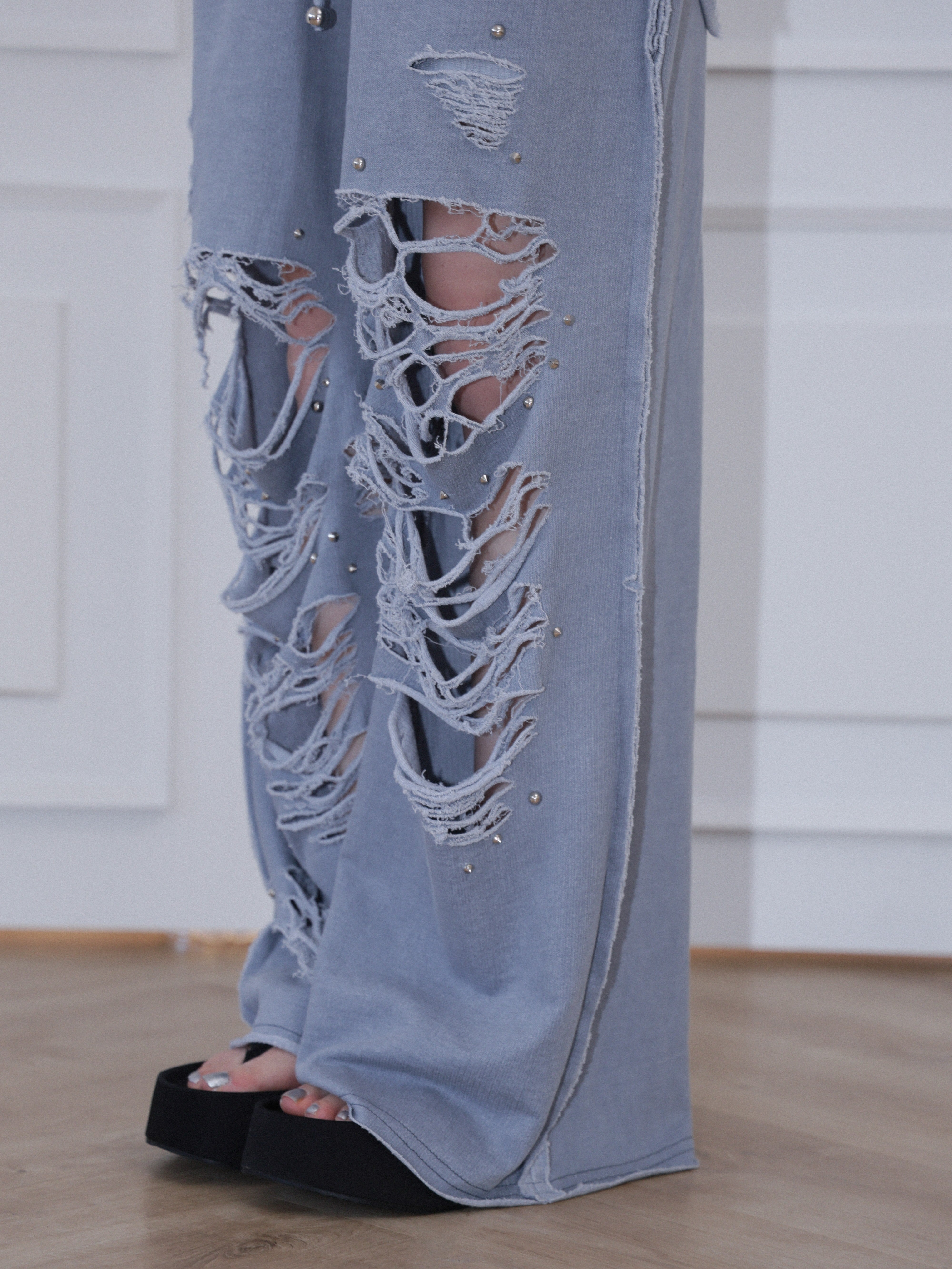 【CHERRYQUIRI】damage stud jogger pt
