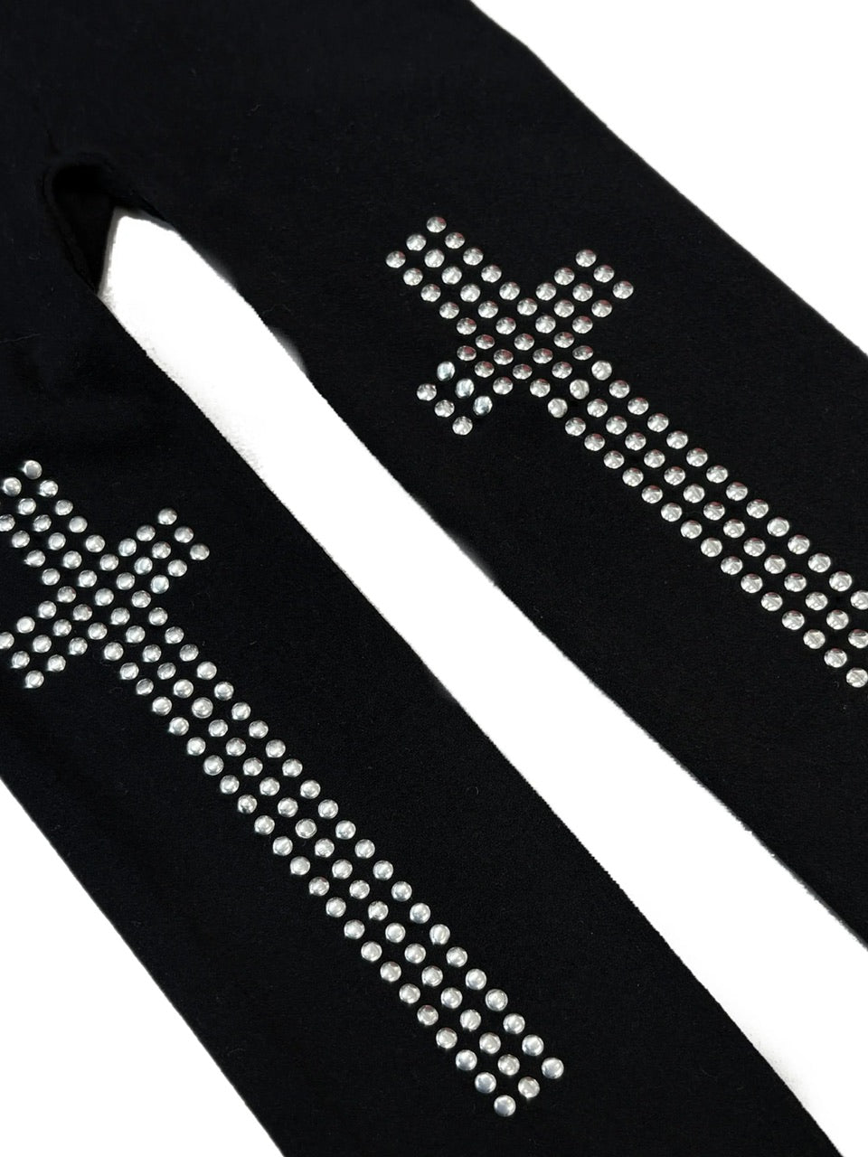 国際配送【Never mind the XU】Cross rhinestone tights