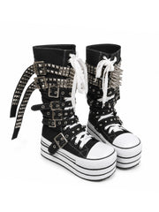 国際配送【Never mind the XU】studs belt platform sneaker boots