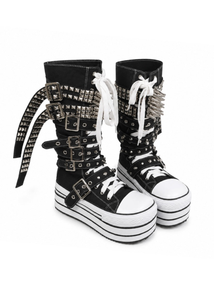 国際配送【Never mind the XU】studs belt platform sneaker boots