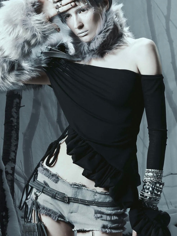 【EYE OF THE STORM】RAW RUFFLE SHORTS