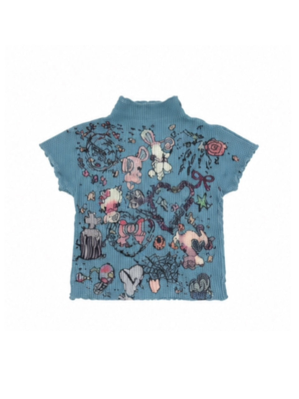国際配送【Never mind the XU】popcorn shirring baby tee rabbit