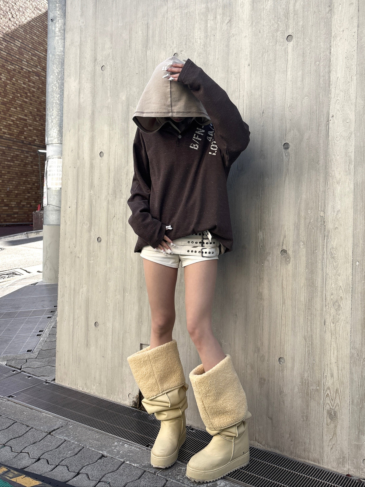 受注制【Never mind the XU】waffle henley long sleeve (4color)