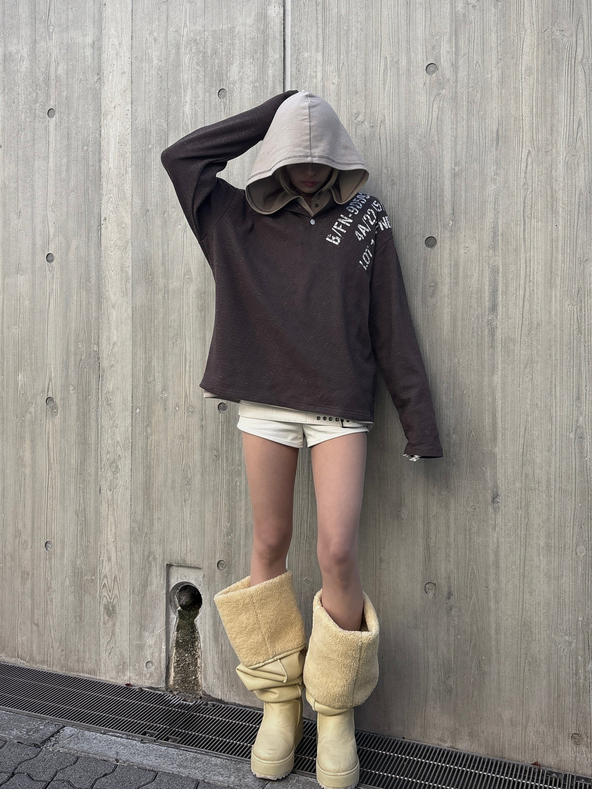受注制【Never mind the XU】waffle henley long sleeve (4color)
