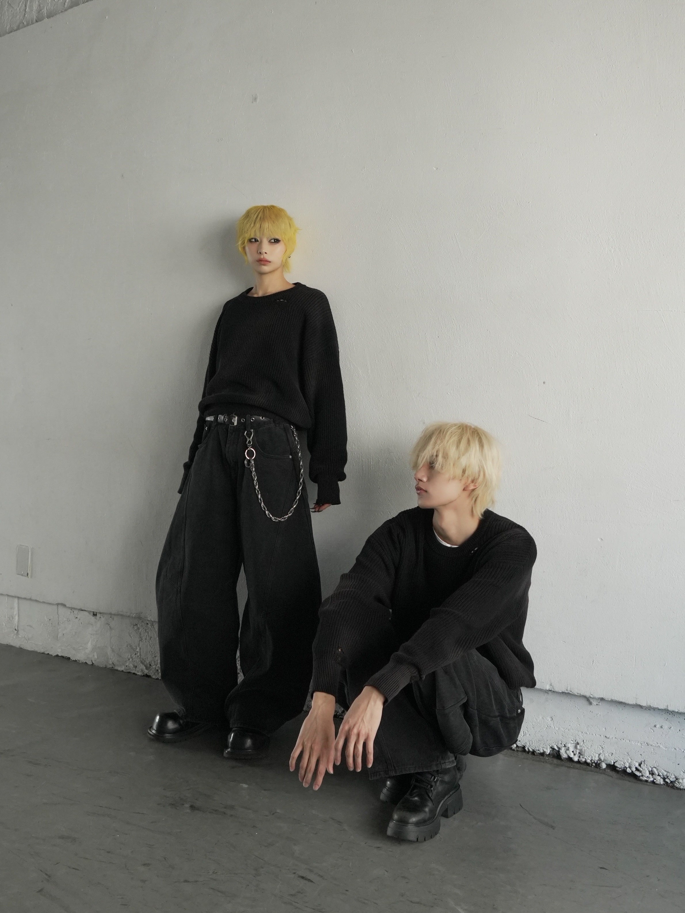 【CHIKASHITSU PLUS HIGH】Barrel leg curve denim pants