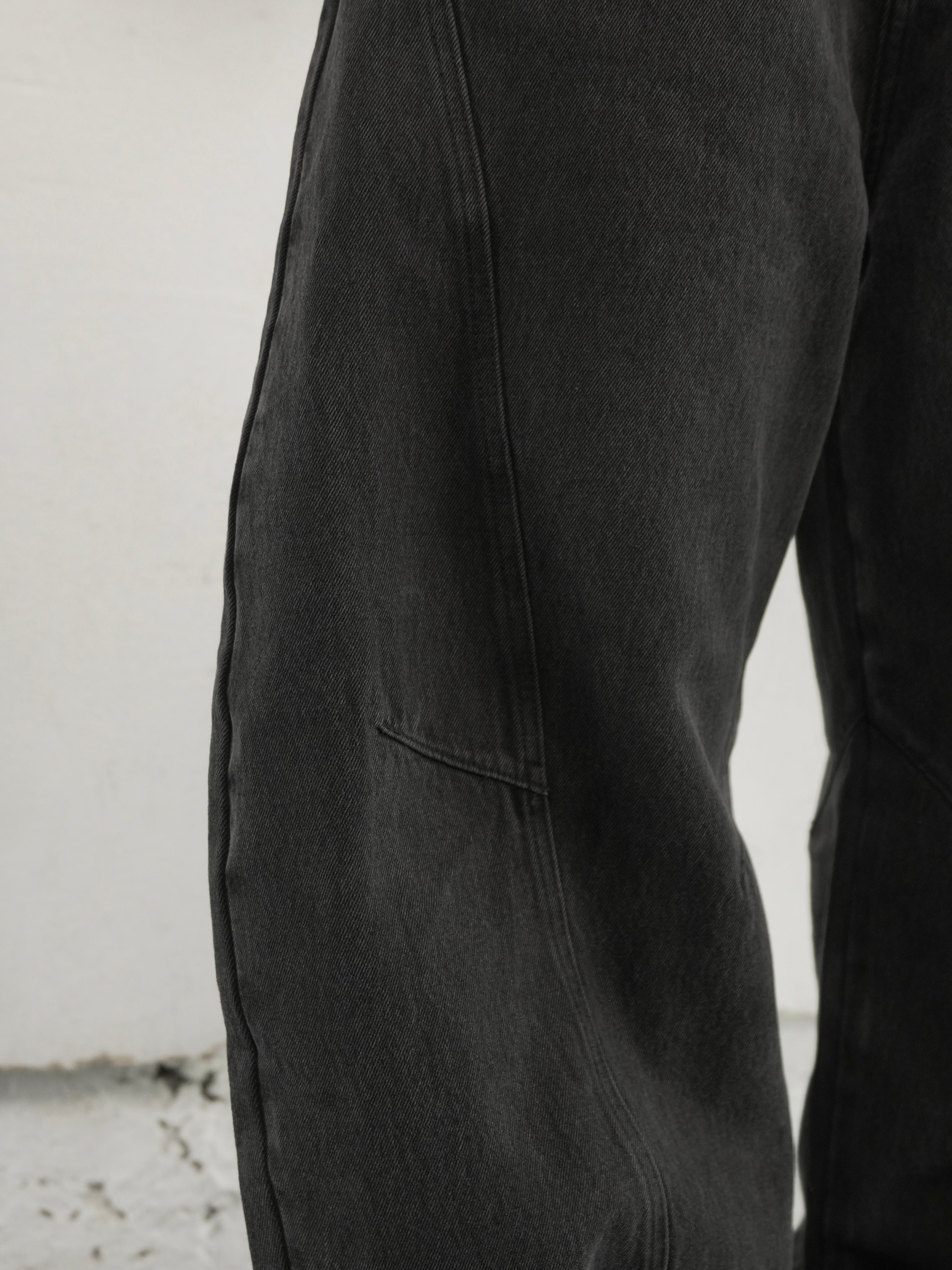 【CHIKASHITSU PLUS HIGH】Barrel leg curve denim pants