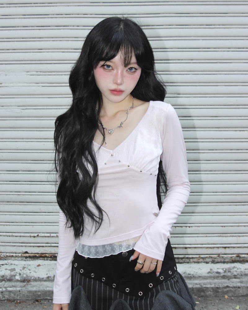 【CHERRYQUIRI】Stud Moon Veil Top