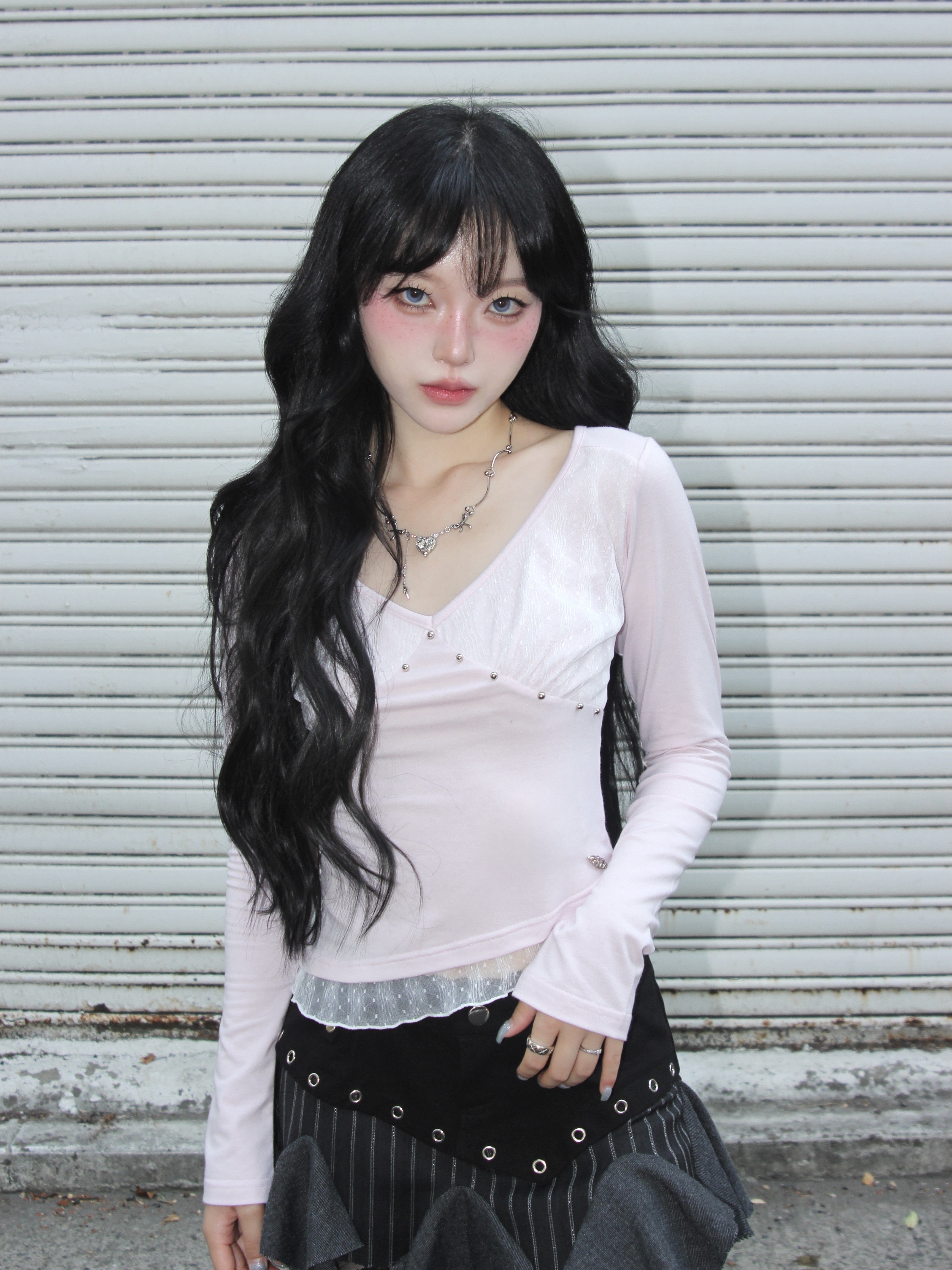 【CHERRYQUIRI】Stud Moon Veil Top