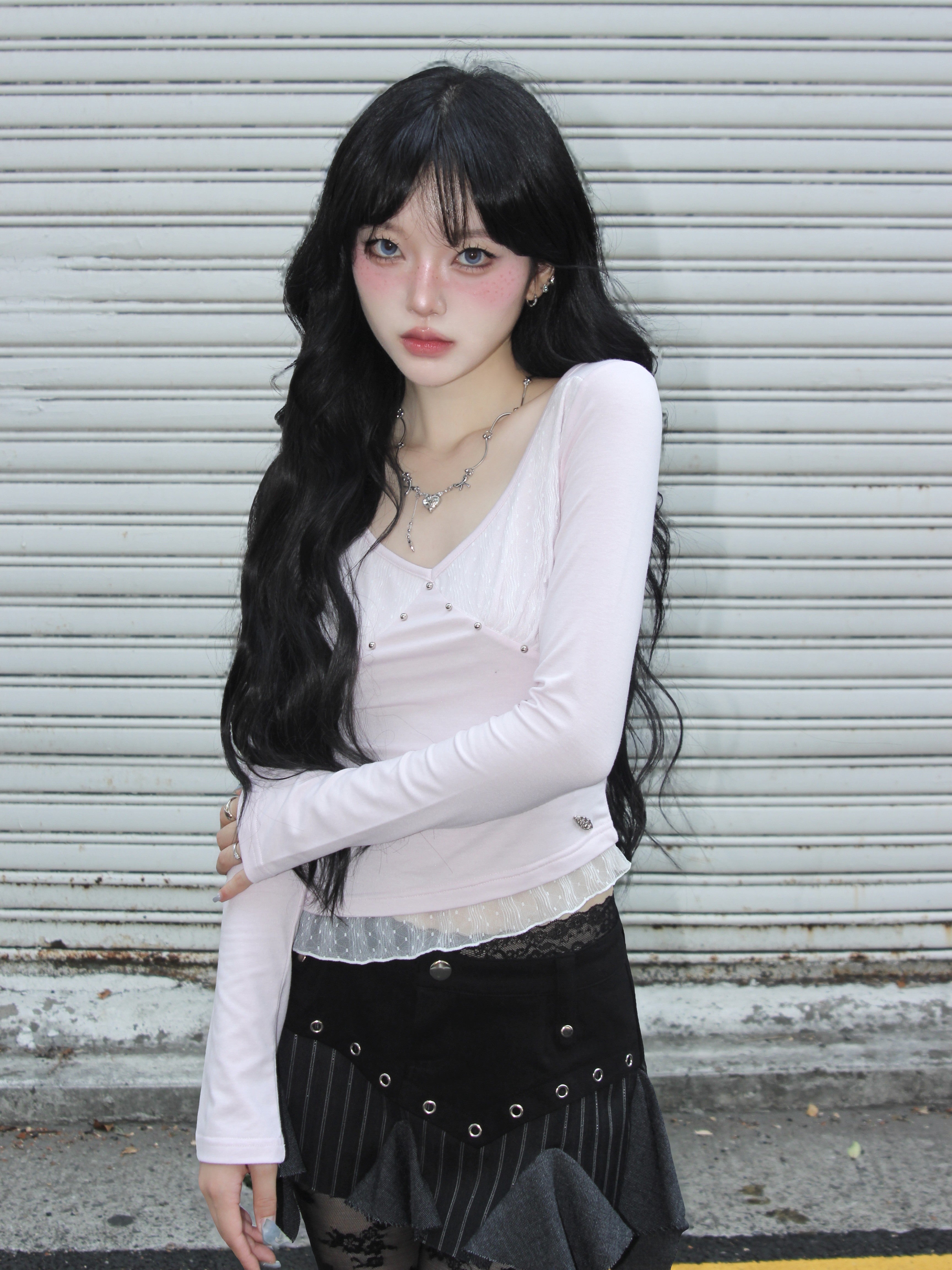 【CHERRYQUIRI】Stud Moon Veil Top
