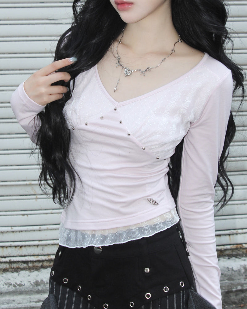 【CHERRYQUIRI】Stud Moon Veil Top