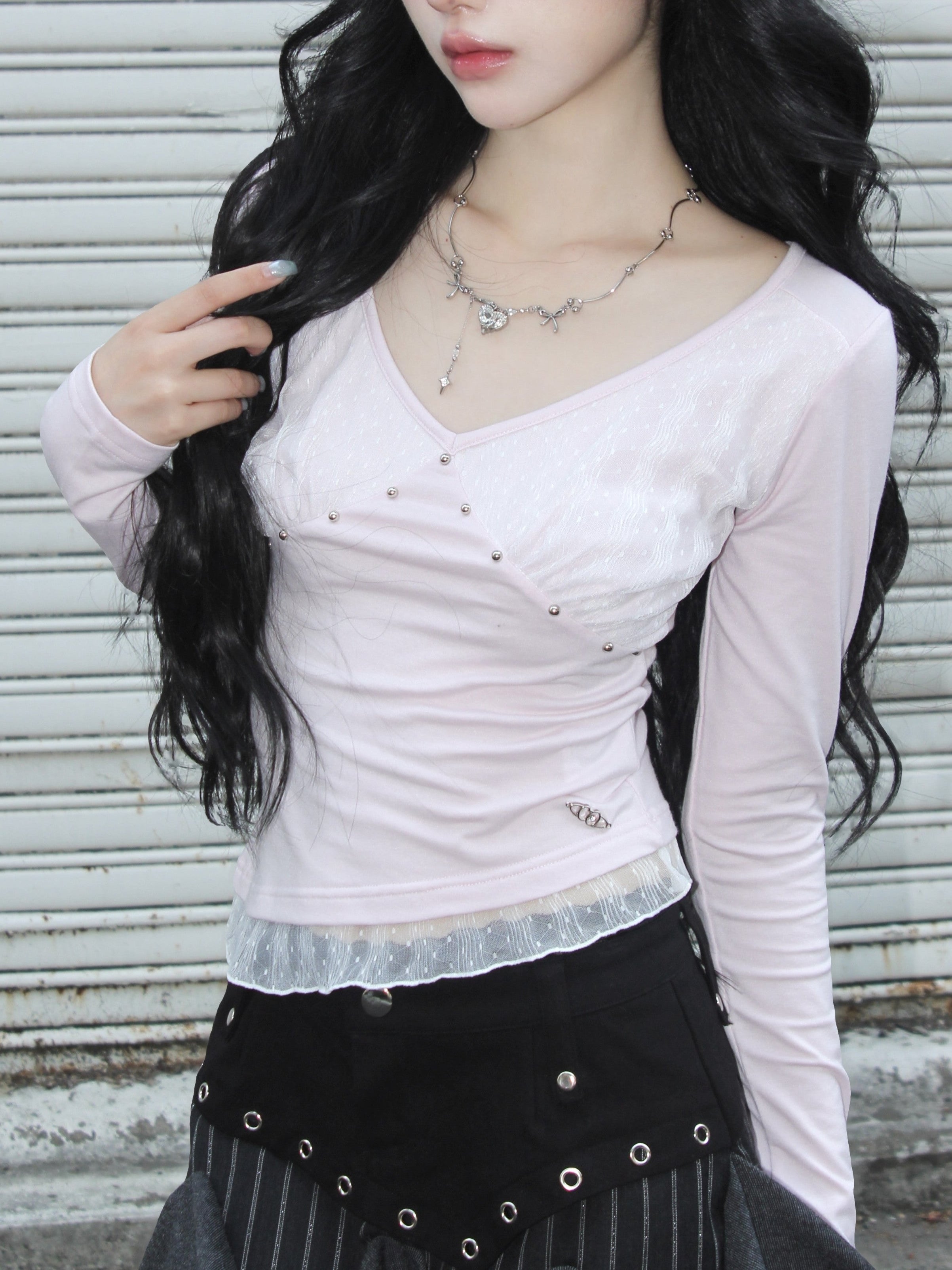 【CHERRYQUIRI】Stud Moon Veil Top