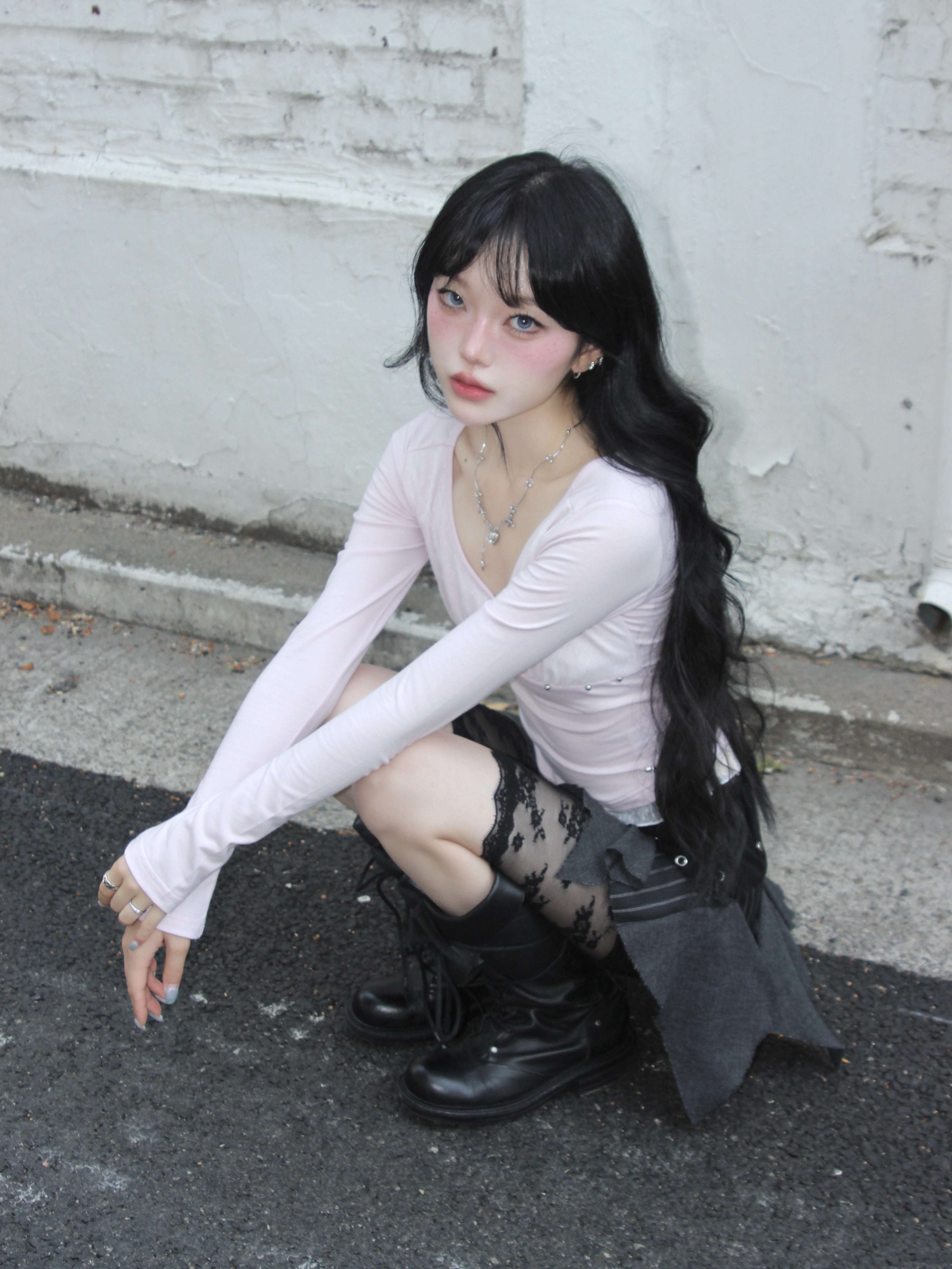【CHERRYQUIRI】Stud Moon Veil Top