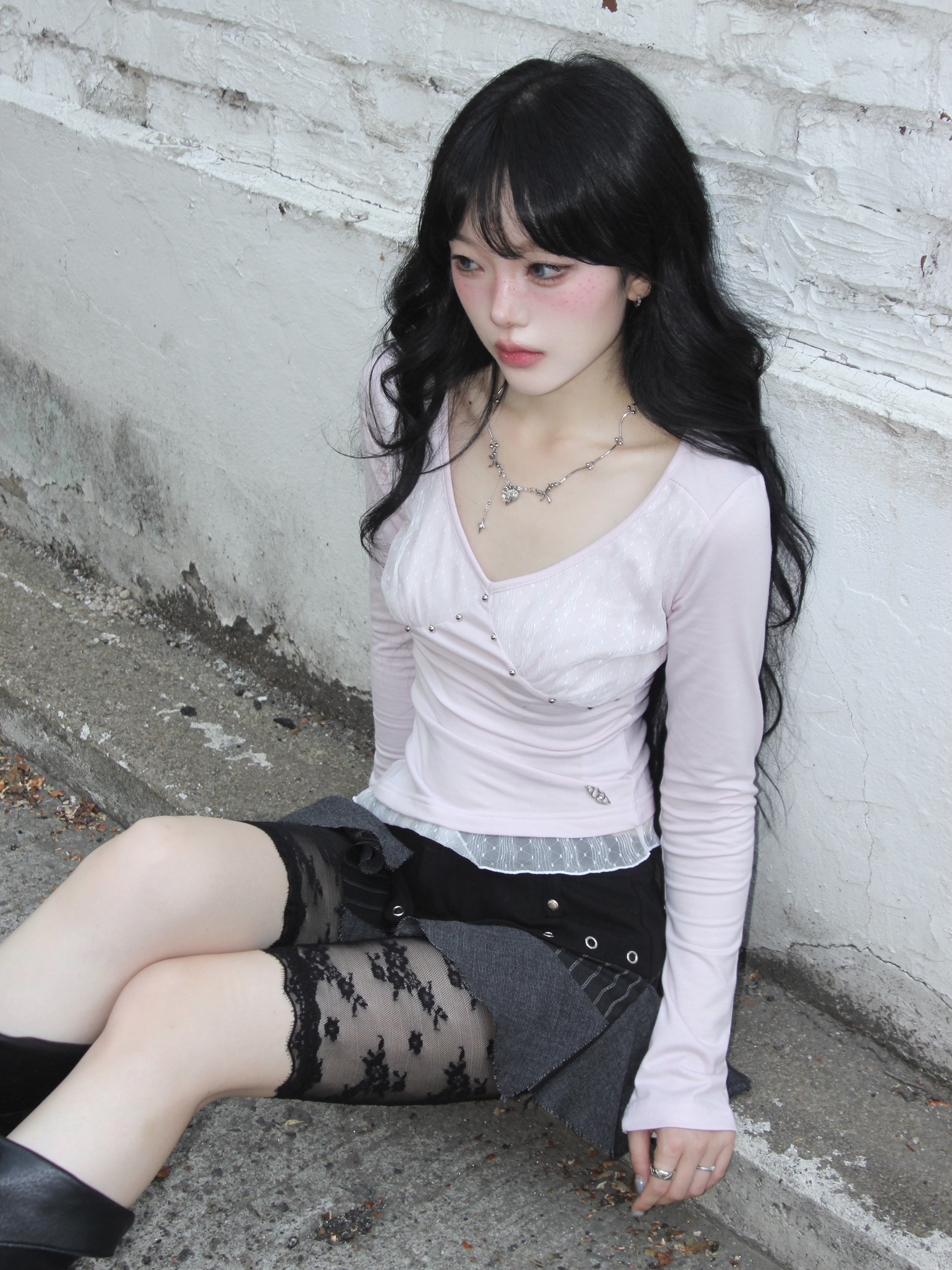 【CHERRYQUIRI】Stud Moon Veil Top
