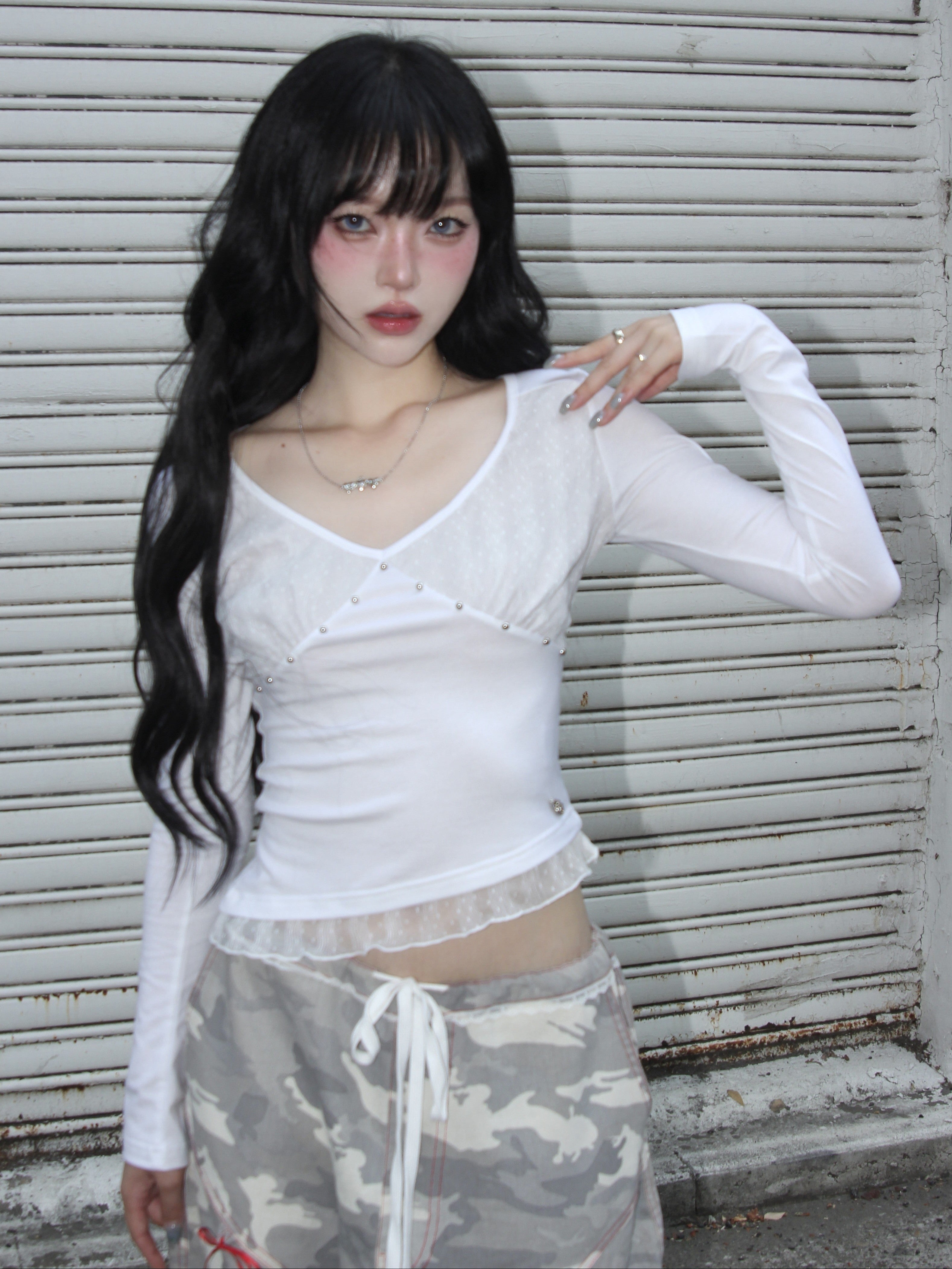 【CHERRYQUIRI】Stud Moon Veil Top