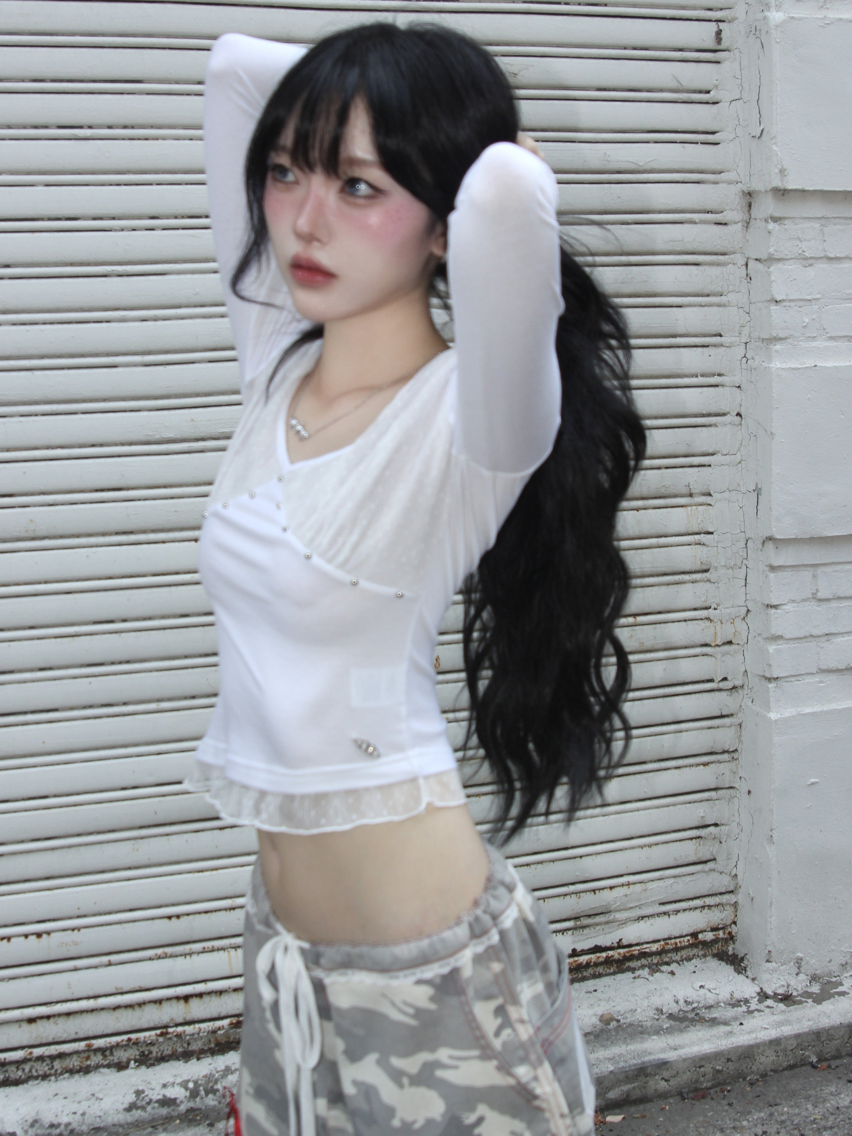 【CHERRYQUIRI】Stud Moon Veil Top