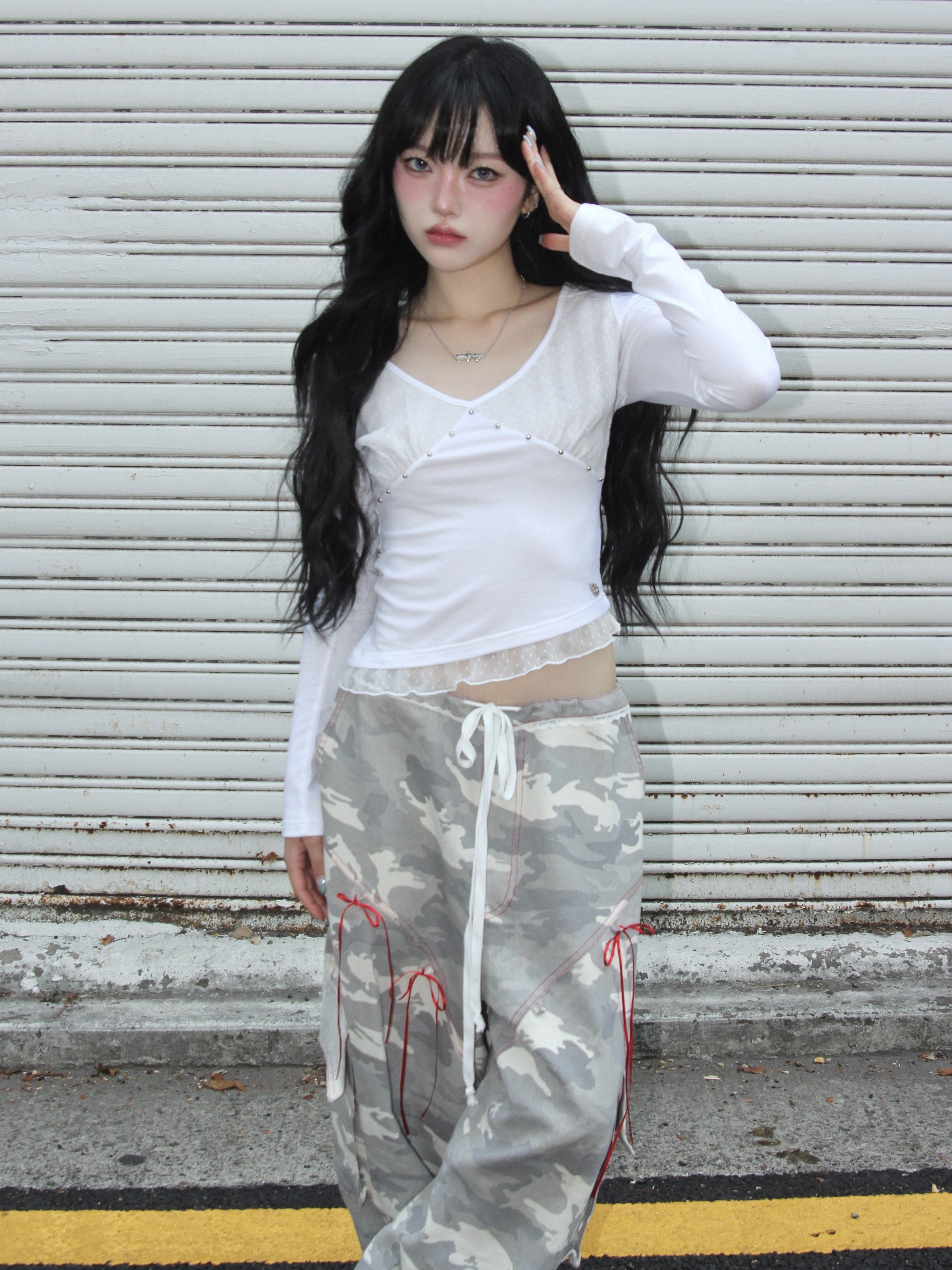 【CHERRYQUIRI】Stud Moon Veil Top