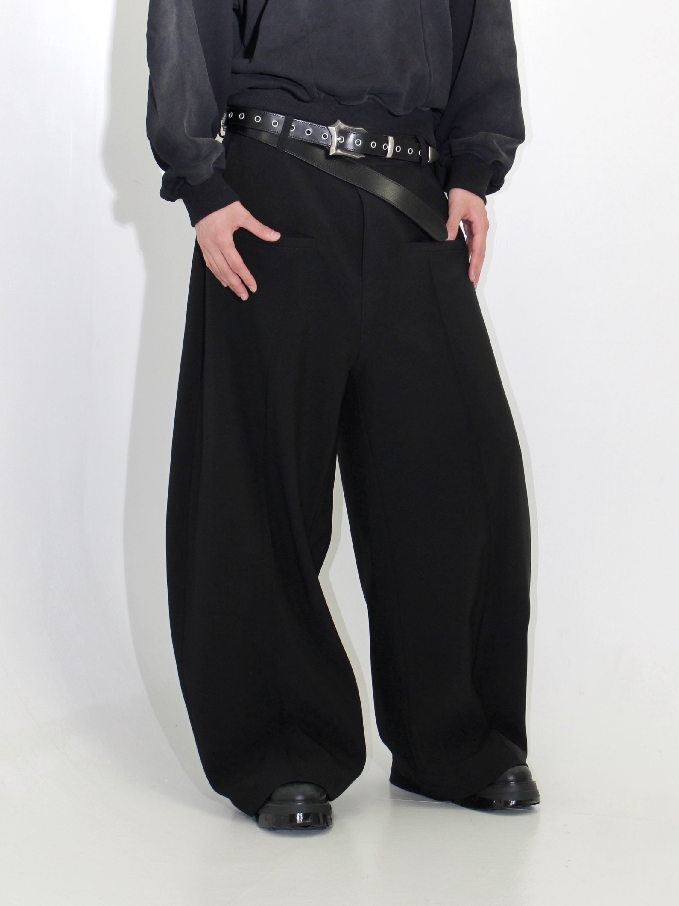 【CHIKASHITSU PLUS HIGH】Layered leather eyelet belt