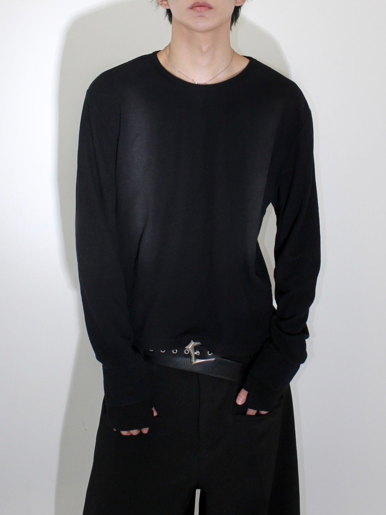 【CHIKASHITSU PLUS HIGH】Rust waffle thermal long tee